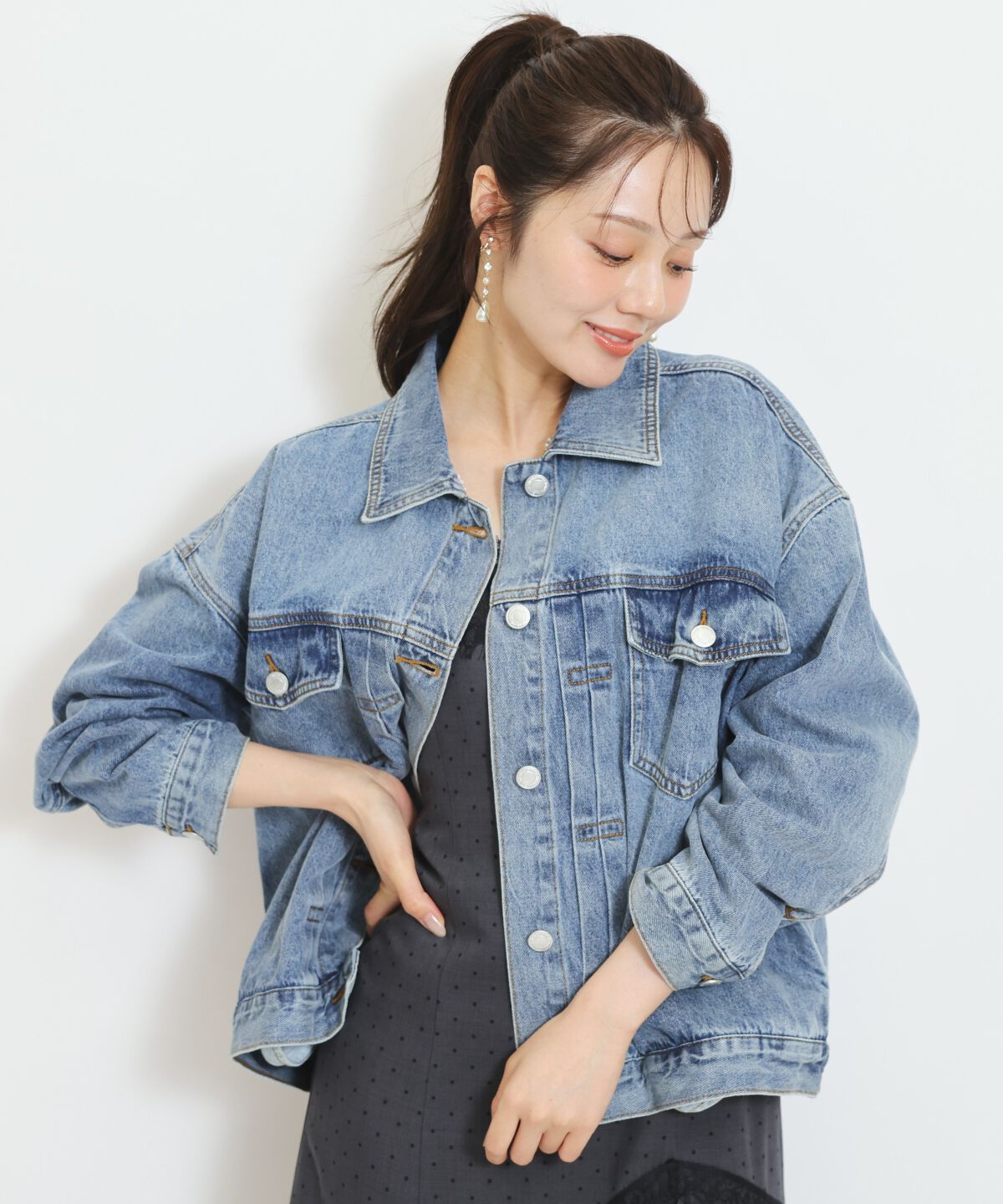 WILLSELECTION「ファーティペットオーバーサイズデニムジャケット」|デニムジャケット|