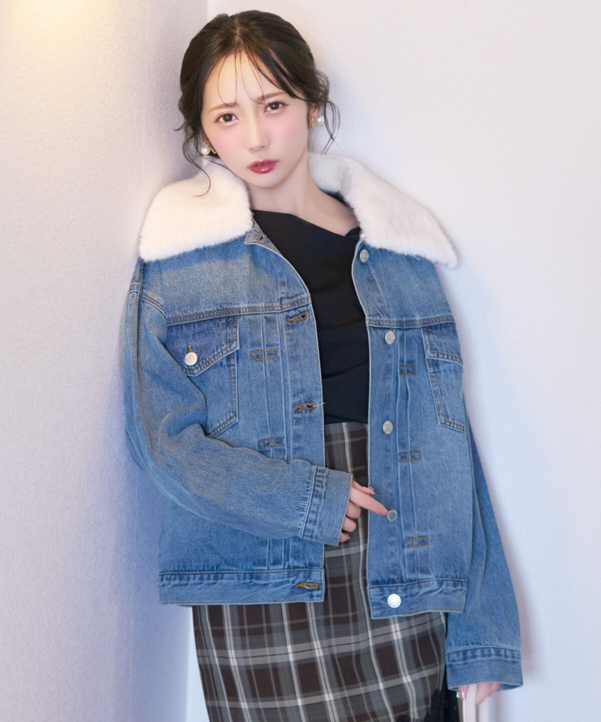 WILLSELECTION「ファーティペットオーバーサイズデニムジャケット」|デニムジャケット|