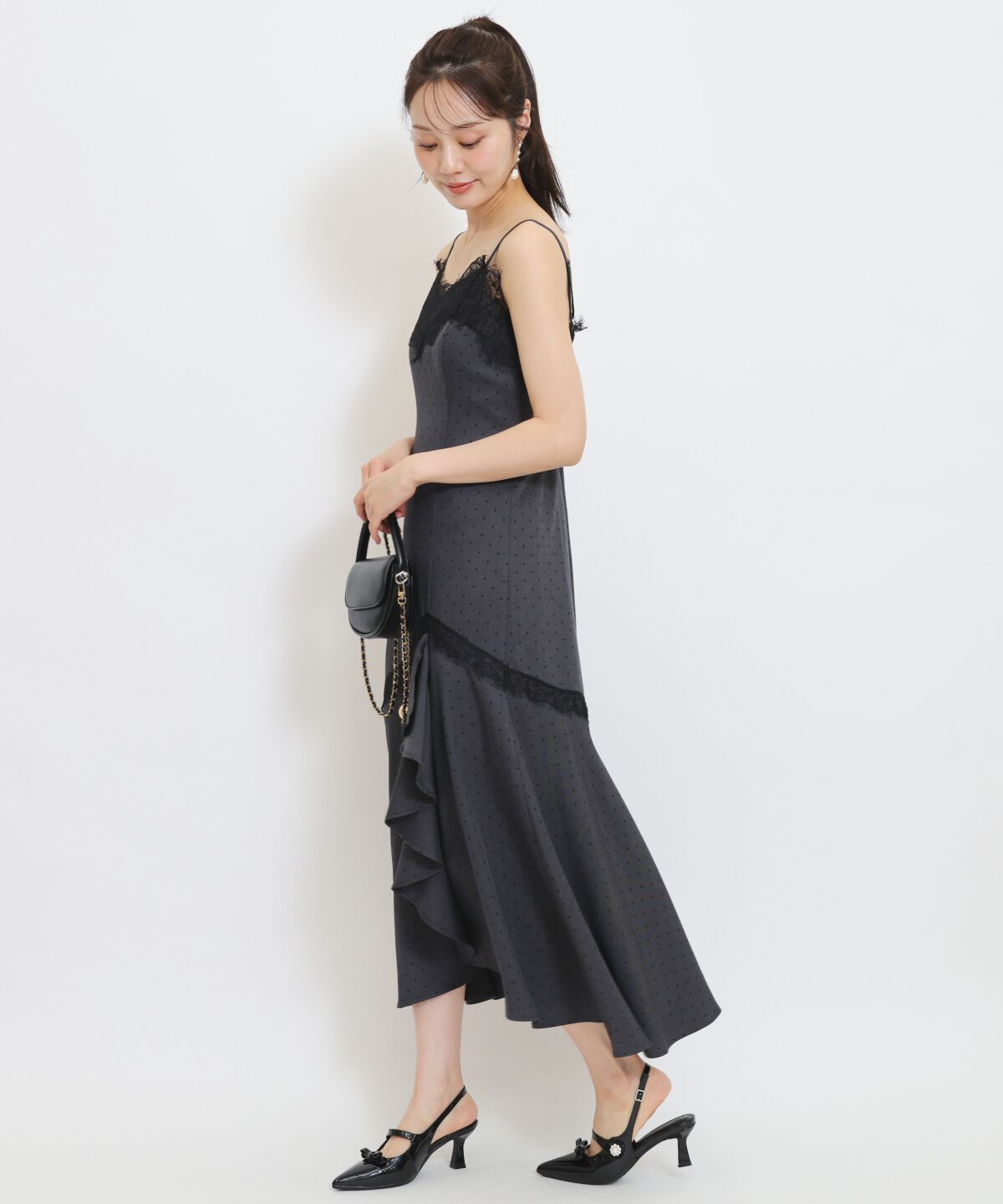 WILLSELECTION「レーストリムラッフルキャミワンピース」|ワンピース|