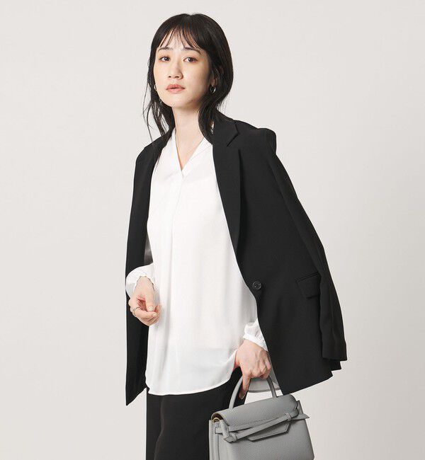 UNITED ARROWS「サテン ドレープ Vネック ブラウス」|シャツ・ブラウス|