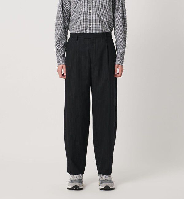 UNITED ARROWS「＜District＞ウール ストライプ 2プリーツ バレル ワイドパンツ」|チノ|