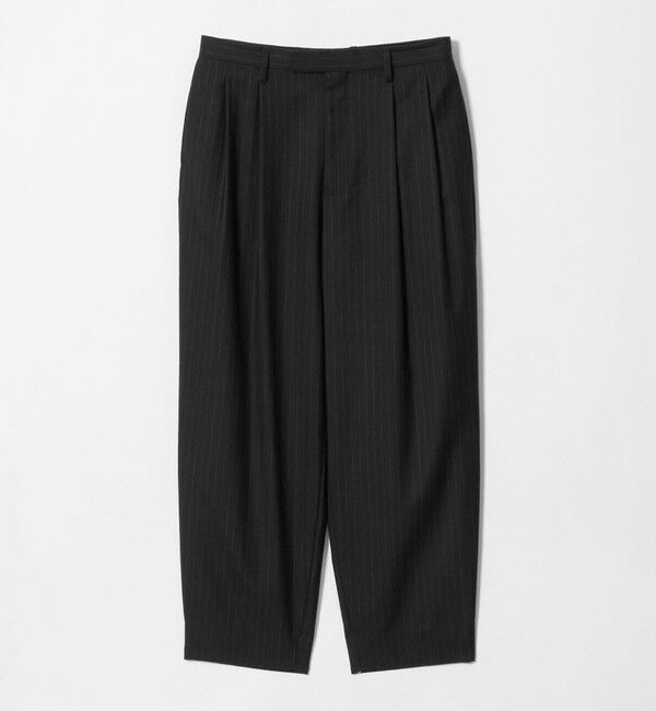 UNITED ARROWS「＜District＞ウール ストライプ 2プリーツ バレル ワイドパンツ」|チノ|