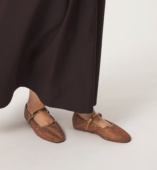 UNITED ARROWS green label relaxing「ビジューストラップ フラットシューズ」|ローファー|MD.BROWN