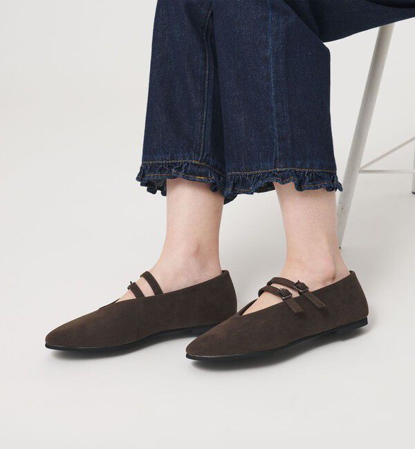 BEAUTY&YOUTH UNITED ARROWS「スエードライク Wベルト フラットシューズ」|ローファー|