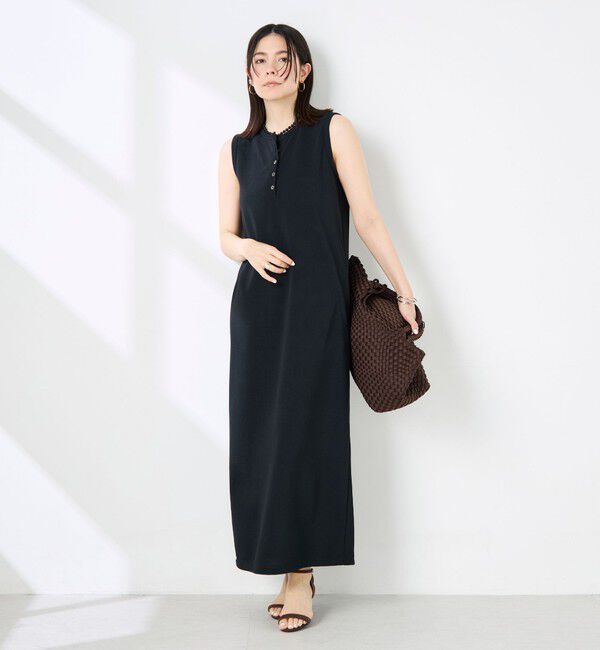 NOLLEY'S「《アンサンブル対応》ウォッシャブルイージーケアカノコノースリーブヘンリーネックワンピース」|ワンピース|