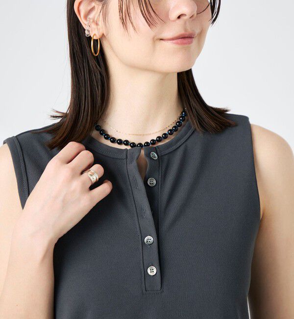 NOLLEY'S「《アンサンブル対応》ウォッシャブルイージーケアカノコノースリーブヘンリーネックワンピース」|ワンピース|