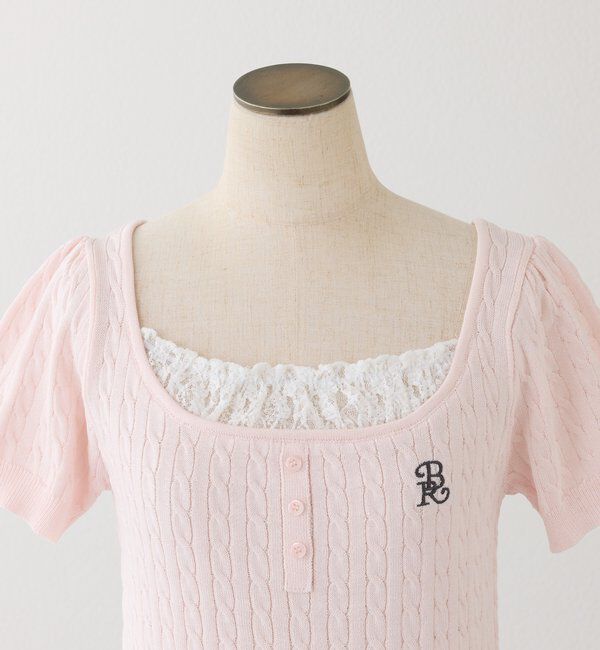one after another NICE CLAUP「刺繍入りレースドッキングケーブルニット」|ニット・セーター|