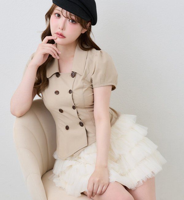 one after another NICE CLAUP「レースアップトレンチブラウス＋ミニスカートSET」|ワンピース|