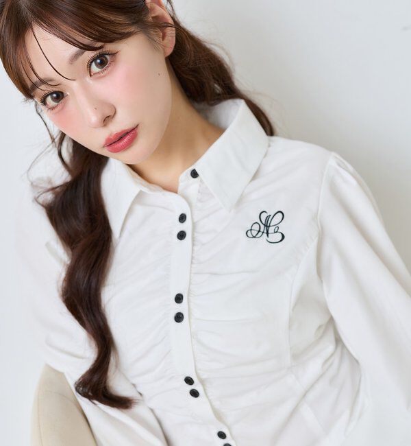 one after another NICE CLAUP「【セットアップ可能】フロントギャザーシャツ」|シャツ・ブラウス|