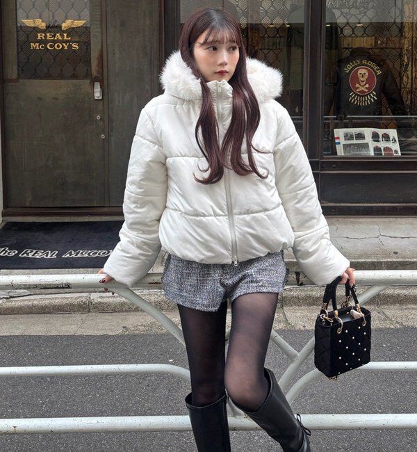 one after another NICE CLAUP「【リバイバル】フェイクファー付きショートフェイクダウン」|ダウンベスト・ベスト|