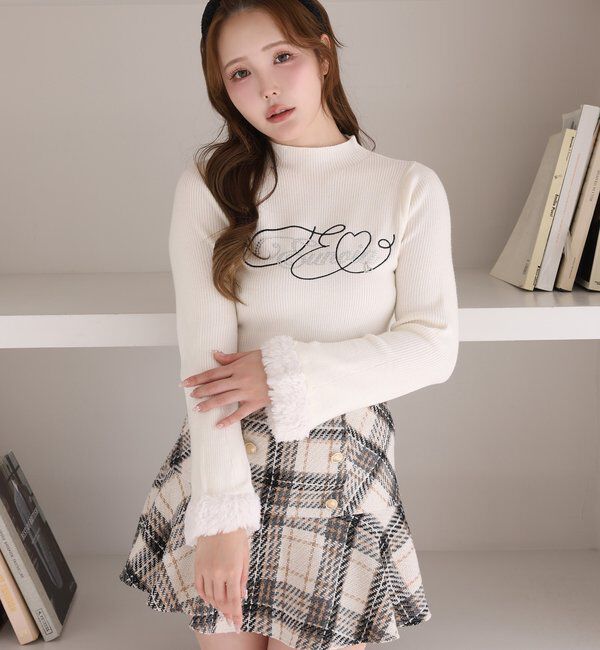 one after another NICE CLAUP「袖フェイクファーロゴニット」|ニット・セーター|