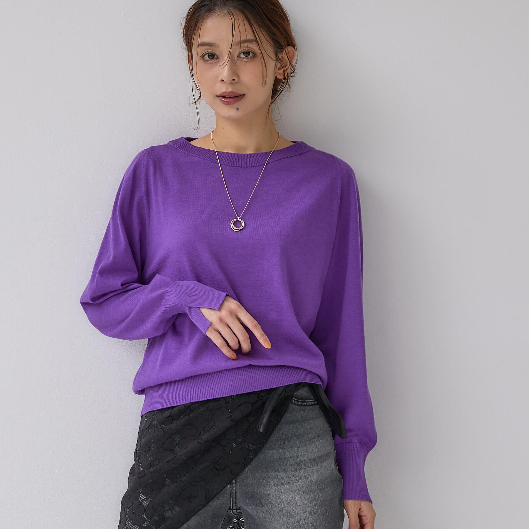 UNTITLED「【アンサンブル可能/オンオフ使える】シルクウールカシミヤプルオーバー」|ニット・セーター|パープル(081)