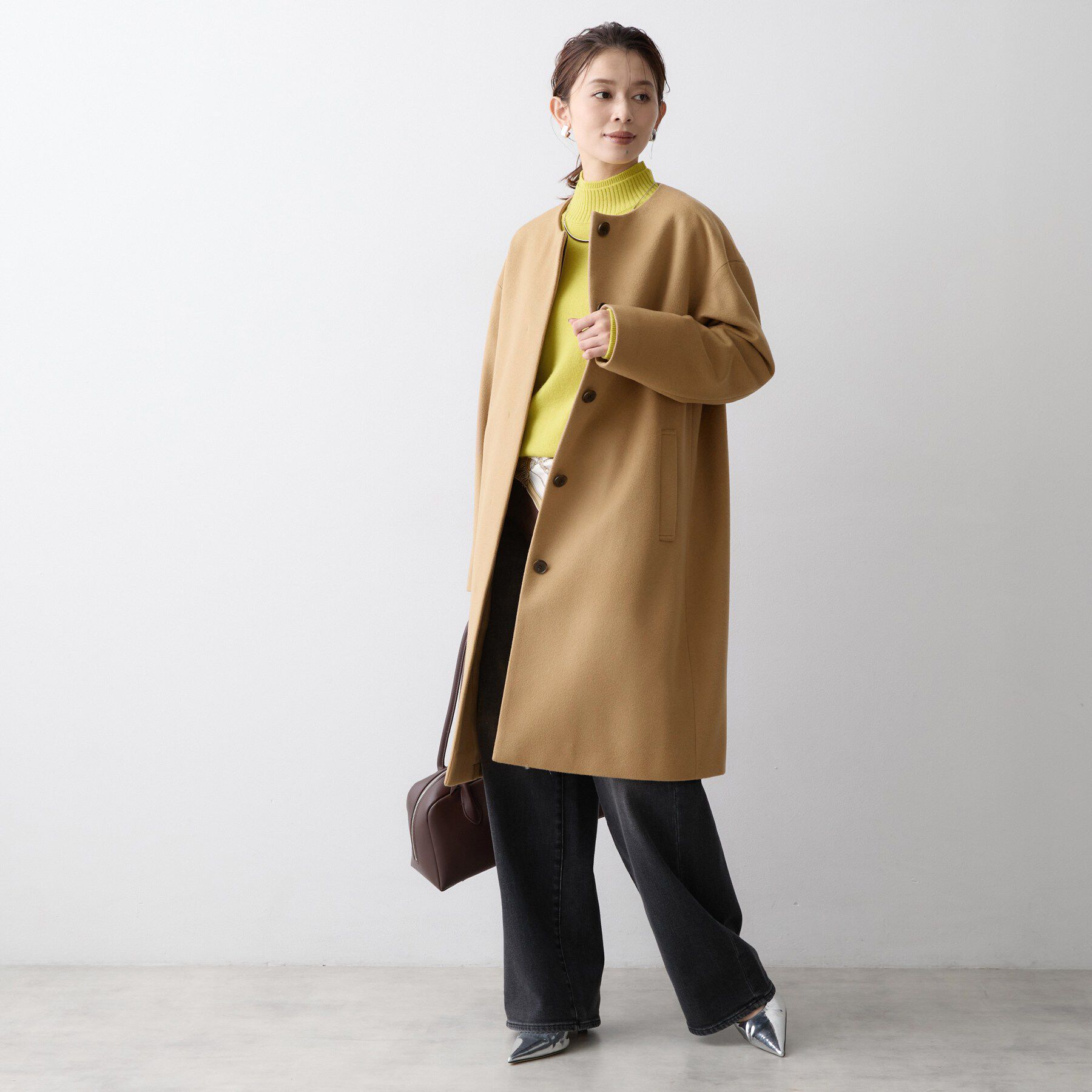 UNTITLED「【名品】ウールカシミヤノーカラーコート」|ノーカラーコート|