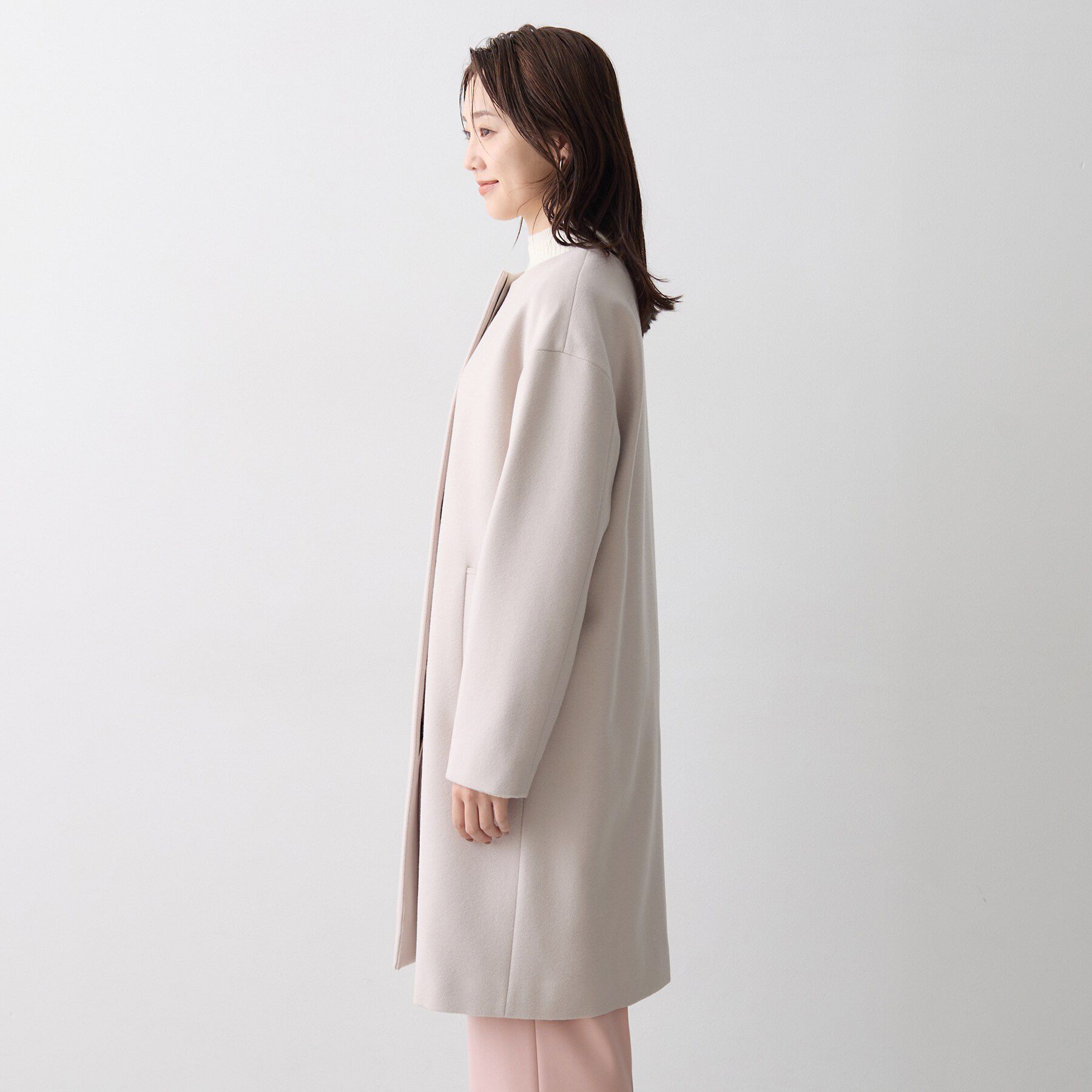 UNTITLED「【名品】ウールカシミヤノーカラーコート」|ノーカラーコート|