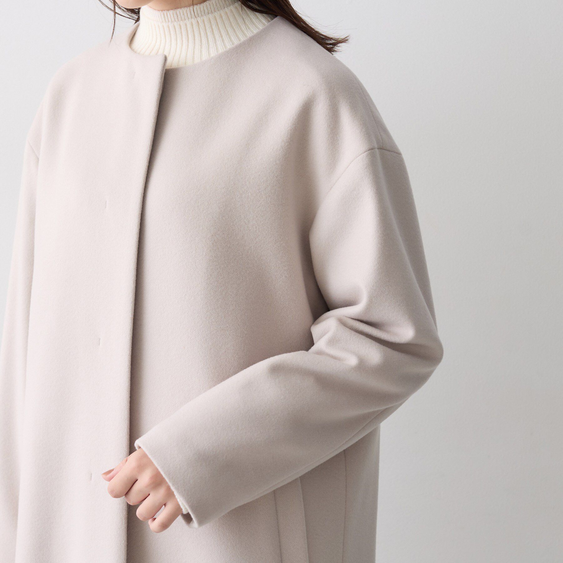 UNTITLED「【名品】ウールカシミヤノーカラーコート」|ノーカラーコート|