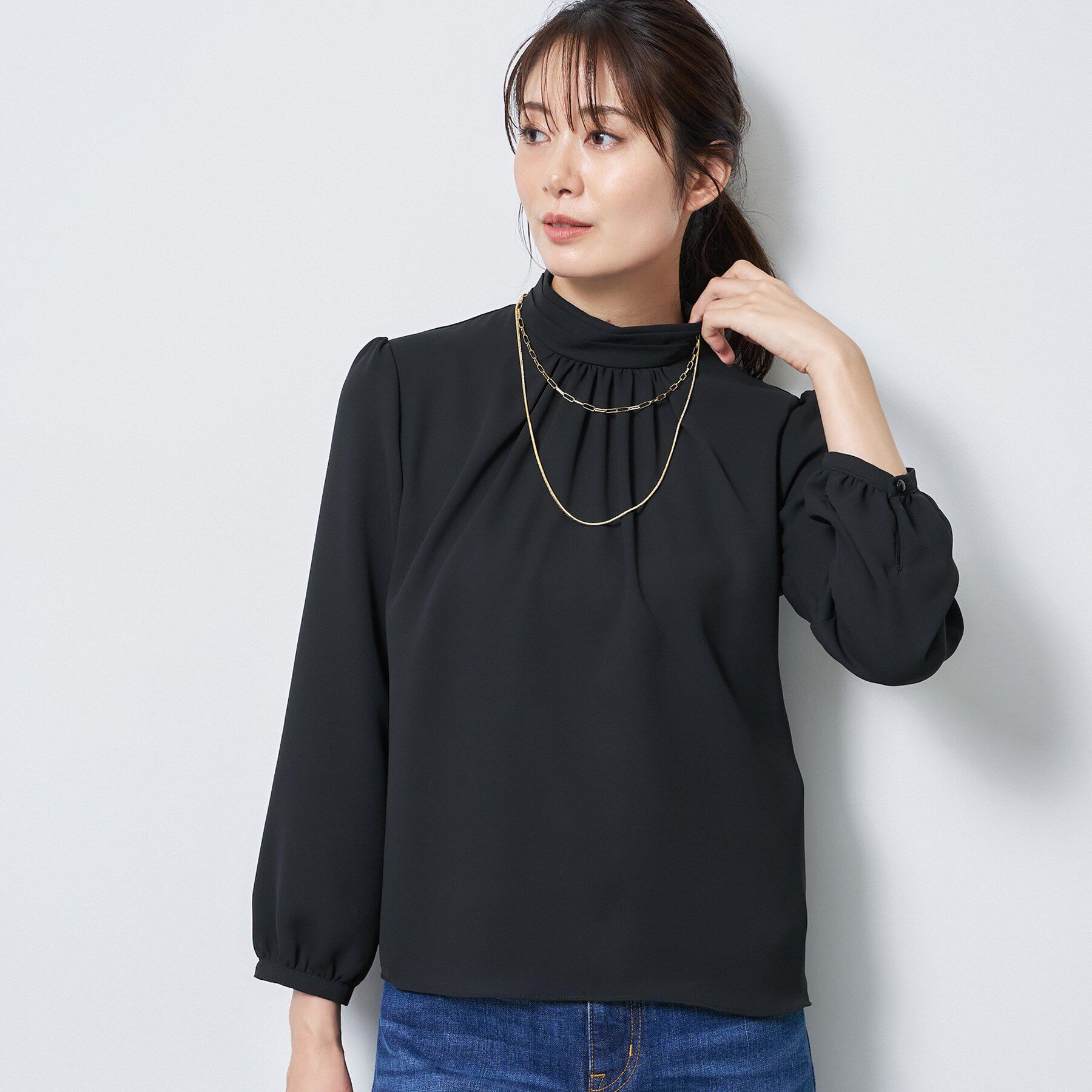 Reflect「【SS-4Lサイズ／通勤／セレモニー】プチハイネック シフォンブラウス」|シャツ・ブラウス|