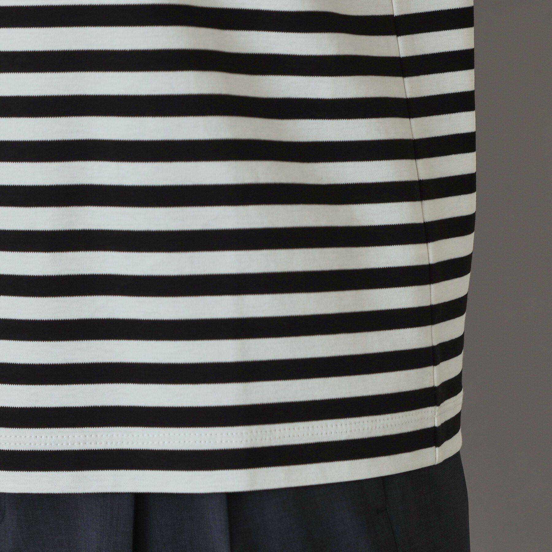 DRESSTERIOR「【接触冷感／抗菌防臭／消臭】アイスクリアコットンBonsoirロゴボーダーTシャツ」|Tシャツ・カットソー|