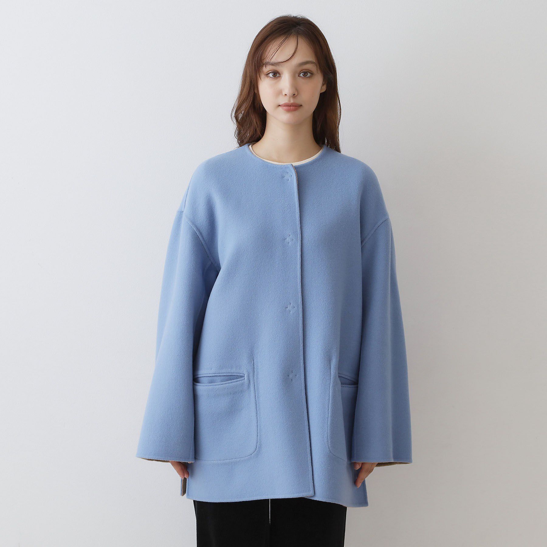 DRESSTERIOR「【肌ざわり◎/軽量】Super140sリバーシブルコート」|ノーカラーコート|