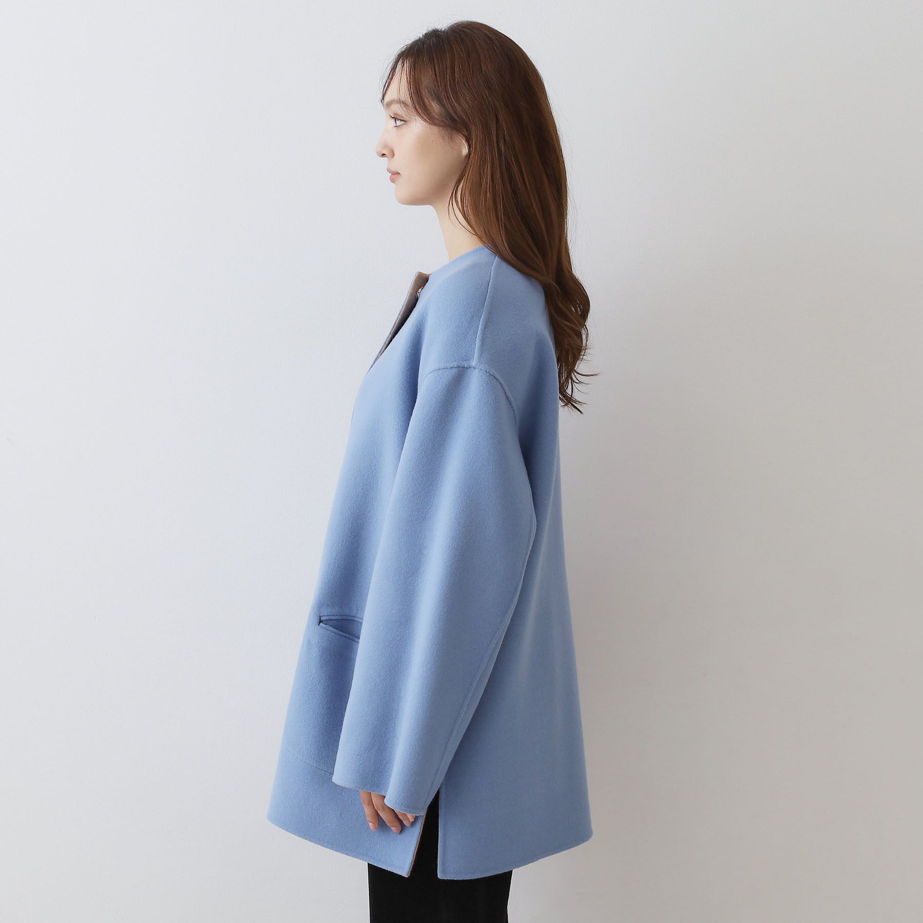 DRESSTERIOR「【肌ざわり◎/軽量】Super140sリバーシブルコート」|ノーカラーコート|