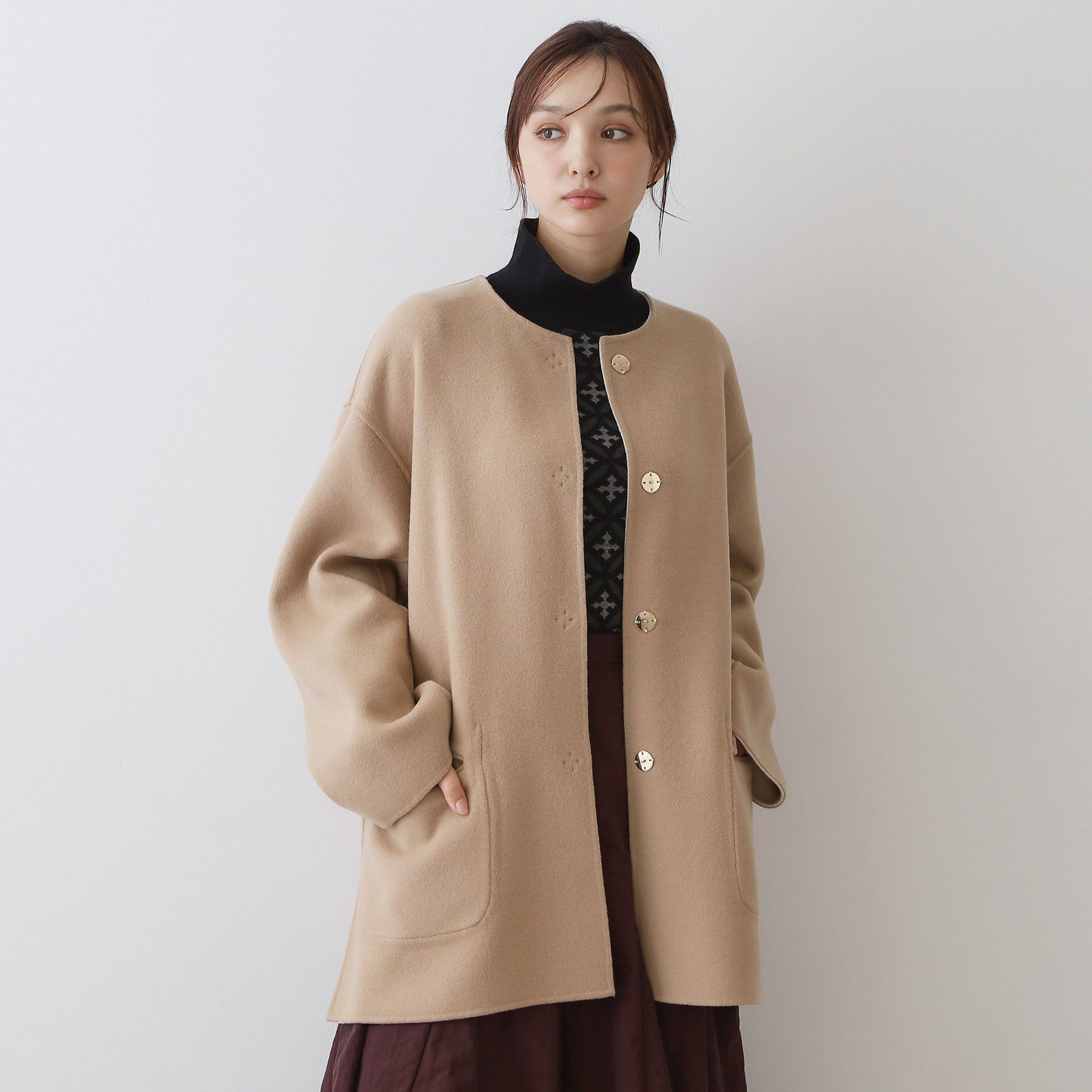 DRESSTERIOR「【肌ざわり◎/軽量】Super140sリバーシブルコート」|ノーカラーコート|