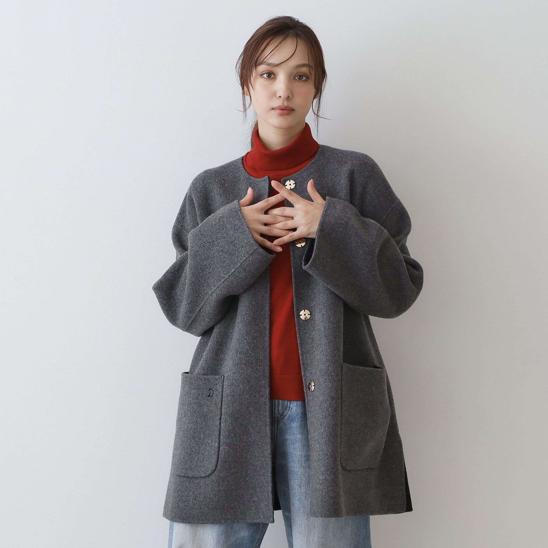 DRESSTERIOR「【肌ざわり◎/軽量】Super140sリバーシブルコート」|ノーカラーコート|