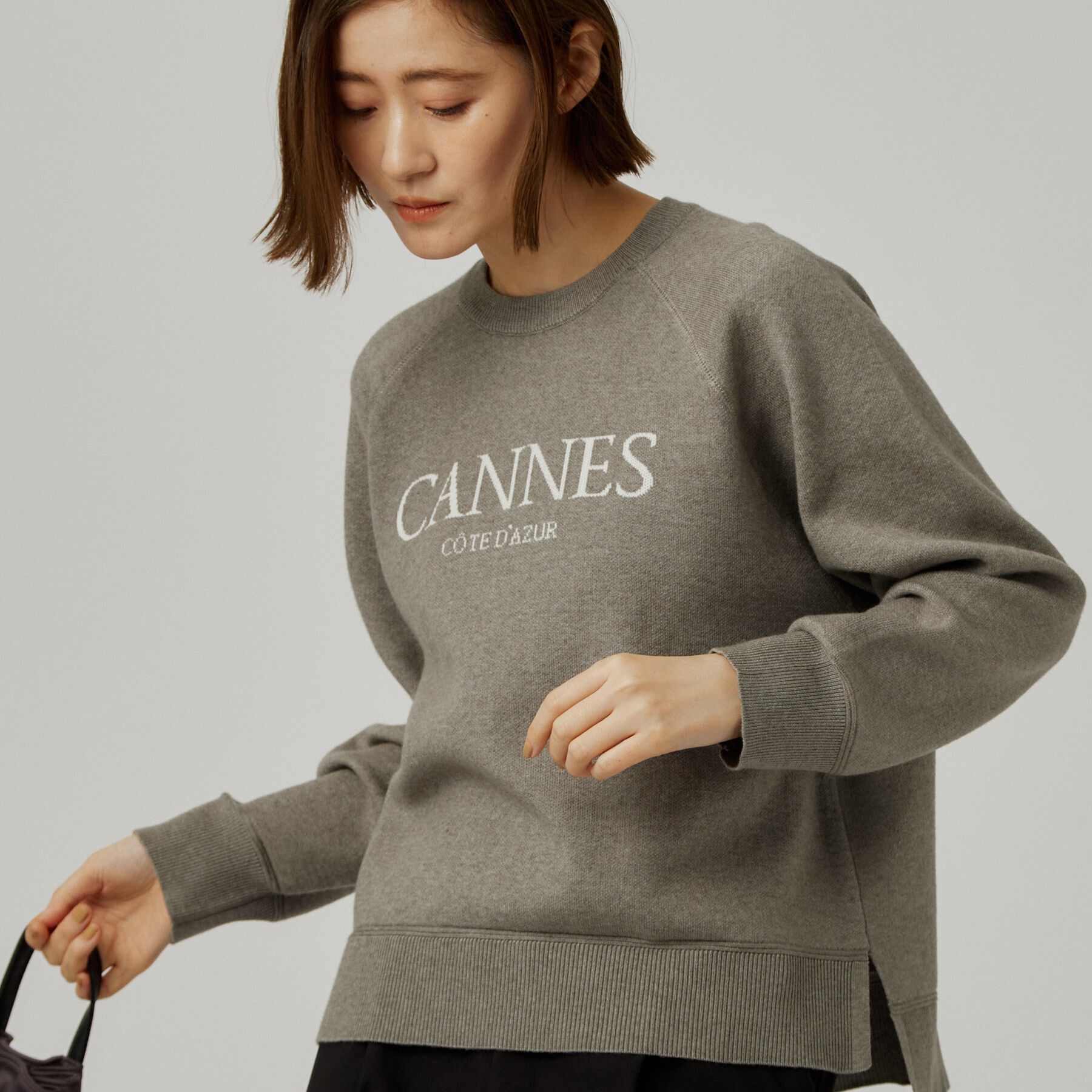 grove「スエットライクロゴニット」|ニット・セーター|グレー(012)