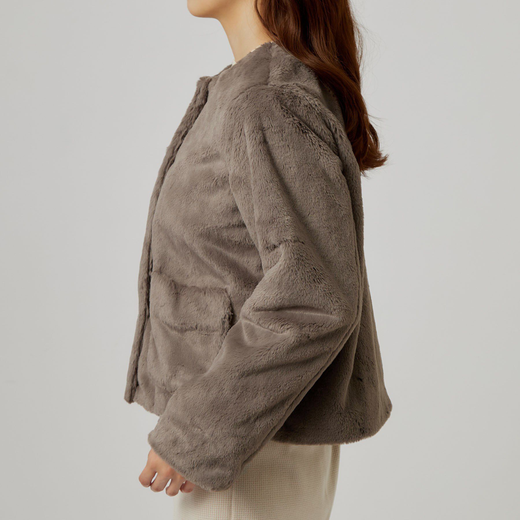 grove「フェイクファーショートジャケット」|テーラードジャケット|