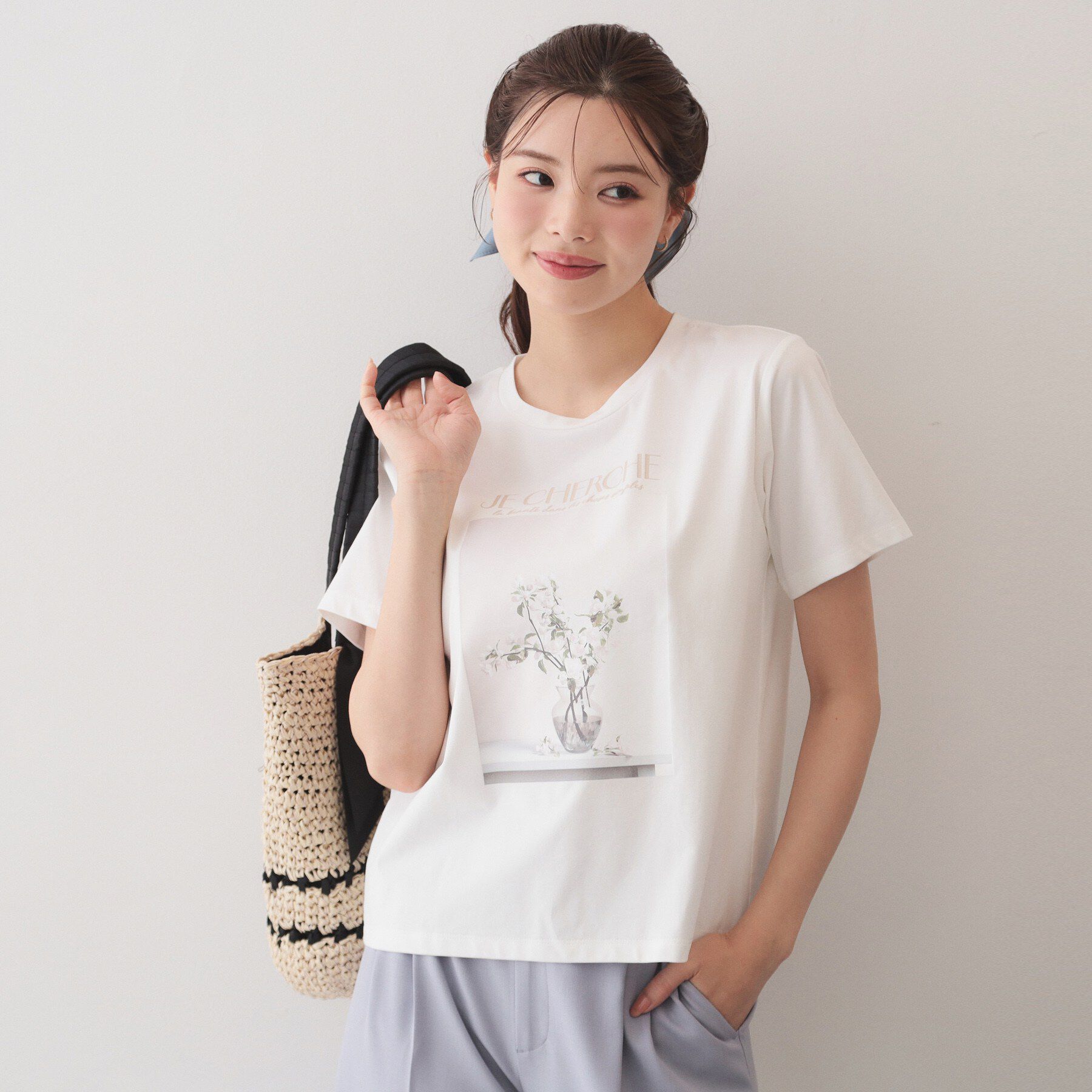 index「【UV】フラワープリントTシャツ≪洗濯機OK／接触冷感≫」|Tシャツ・カットソー|オフホワイト(003