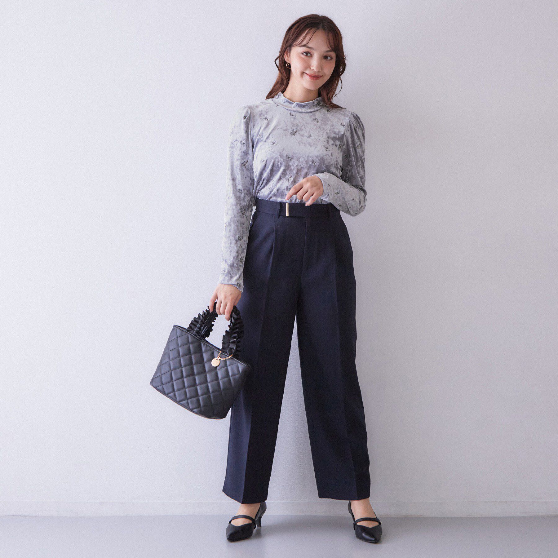 index「ベロア刺繍ハイネックトップス【洗濯機OK】」|Tシャツ・カットソー|