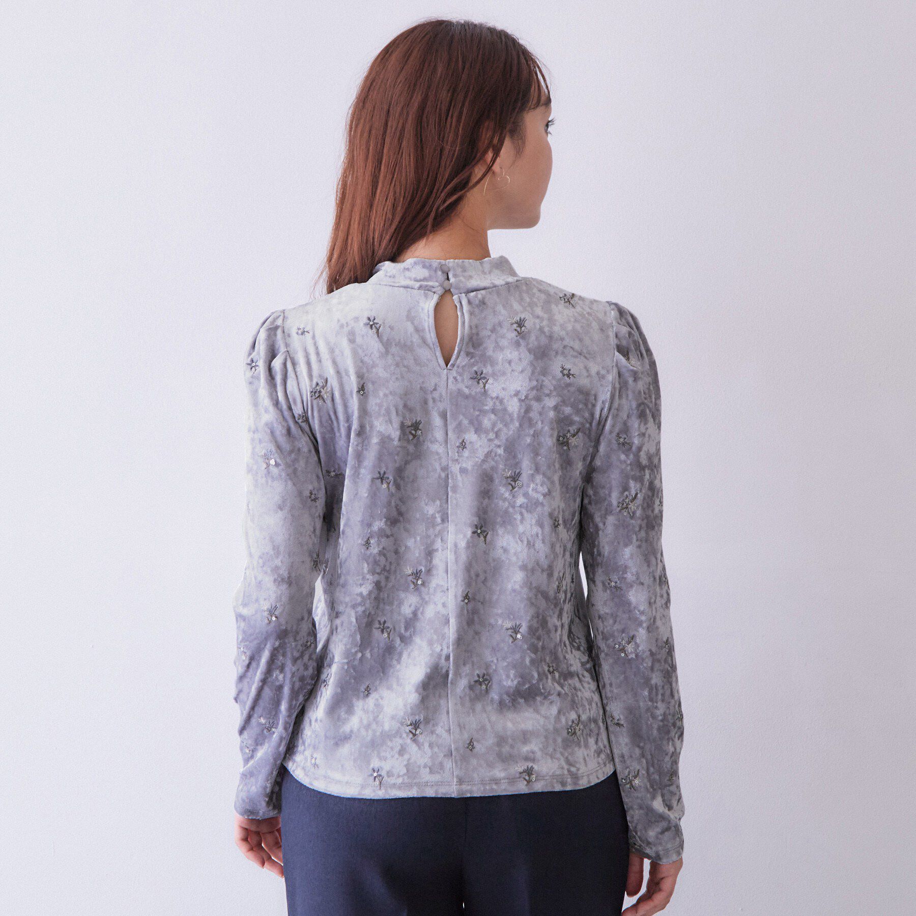 index「ベロア刺繍ハイネックトップス【洗濯機OK】」|Tシャツ・カットソー|