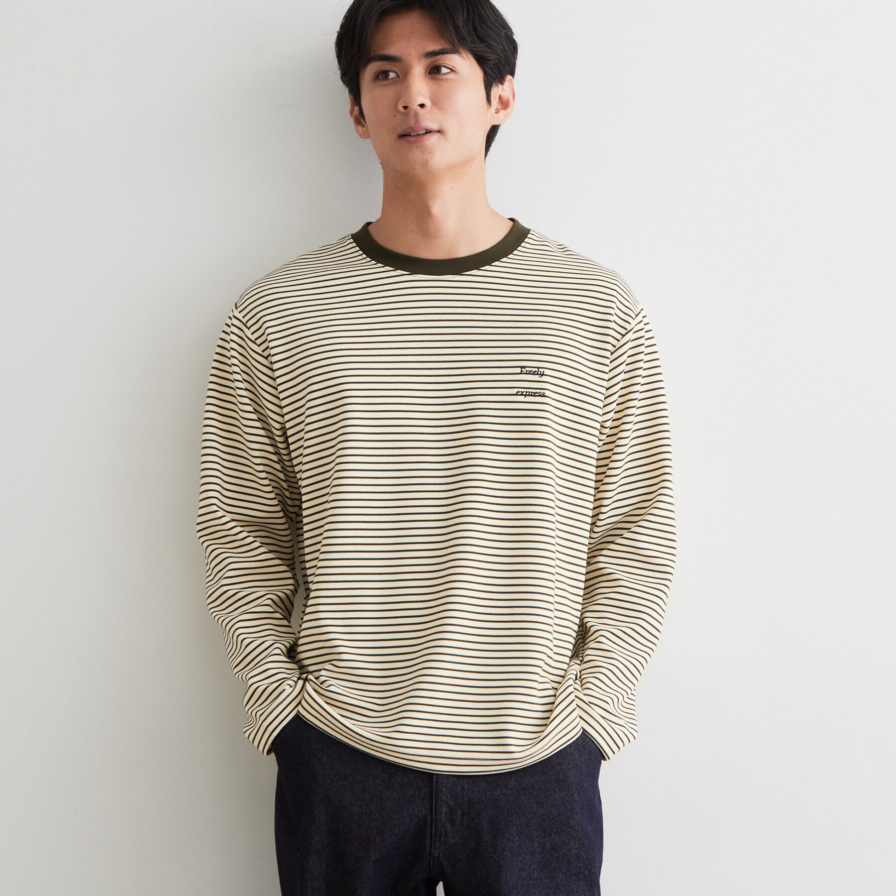 THE SHOP TK「【洗濯機OK】リップルボーダー長袖Tシャツ」|Tシャツ・カットソー|アイボリー(304)