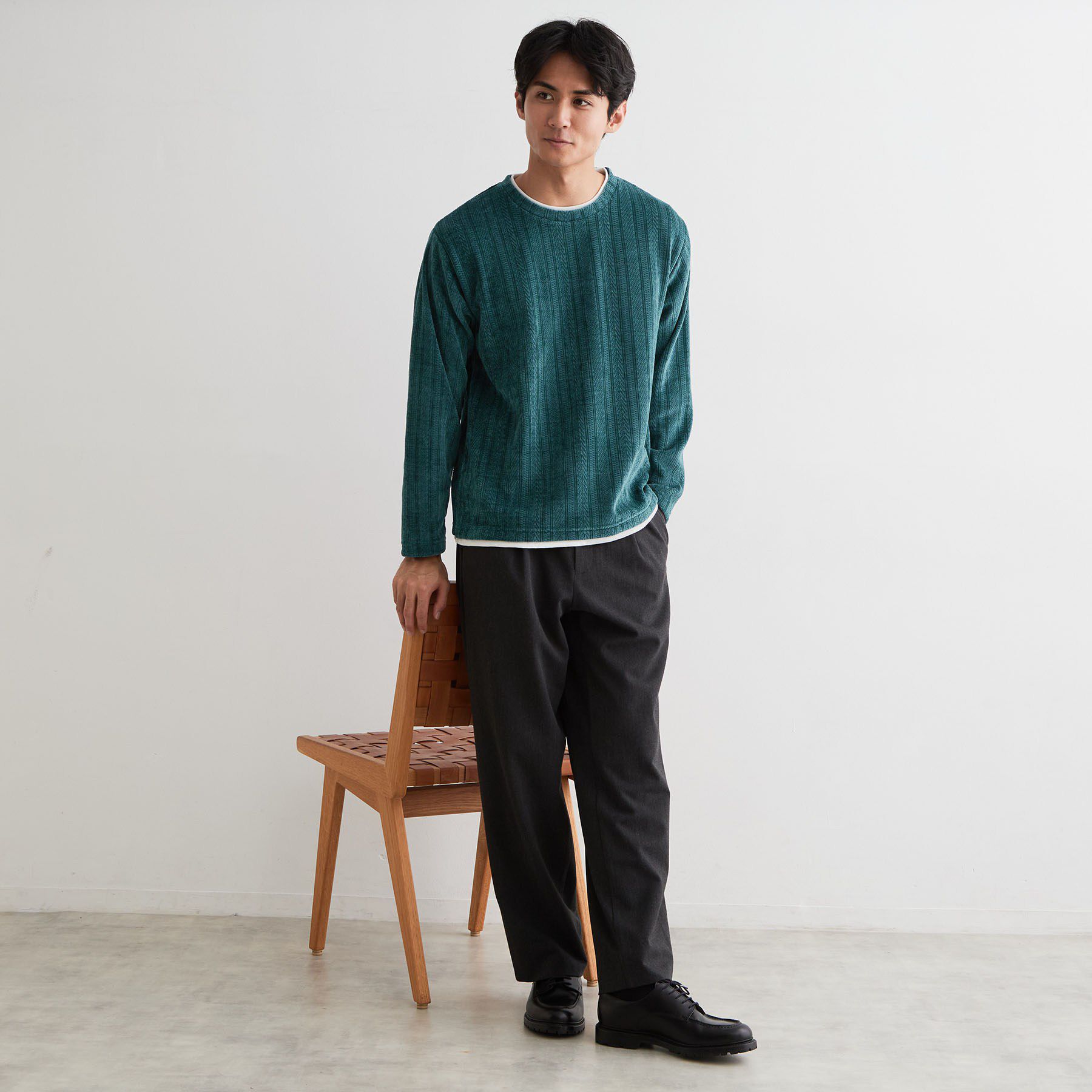 THE SHOP TK「【洗濯機OK】レイヤードモールニットTシャツ」|Tシャツ・カットソー|