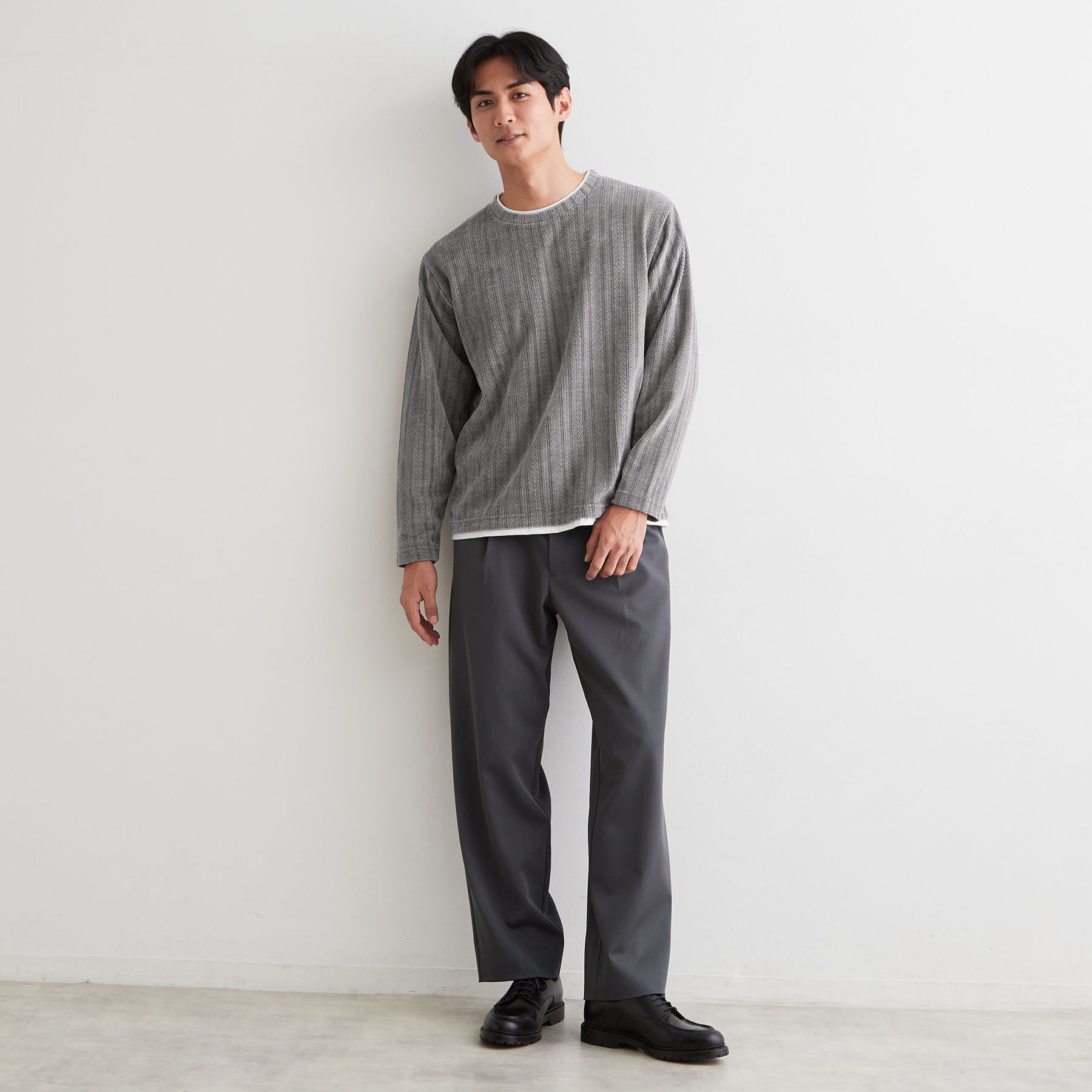 THE SHOP TK「【洗濯機OK】レイヤードモールニットTシャツ」|Tシャツ・カットソー|