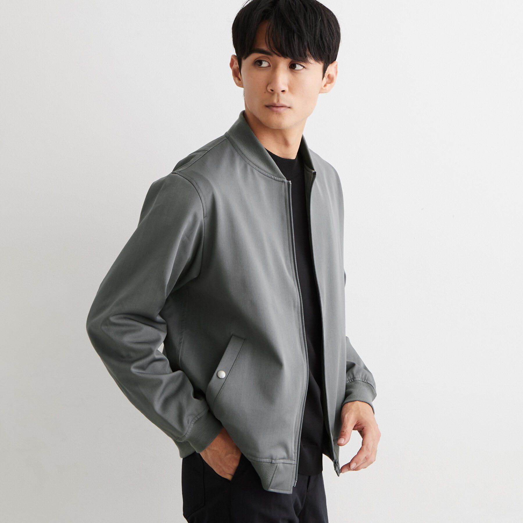 THE SHOP TK「【洗濯機OK／ストレッチ】FLEX LINE リブブルゾン」|ブルゾン・スタジャン|