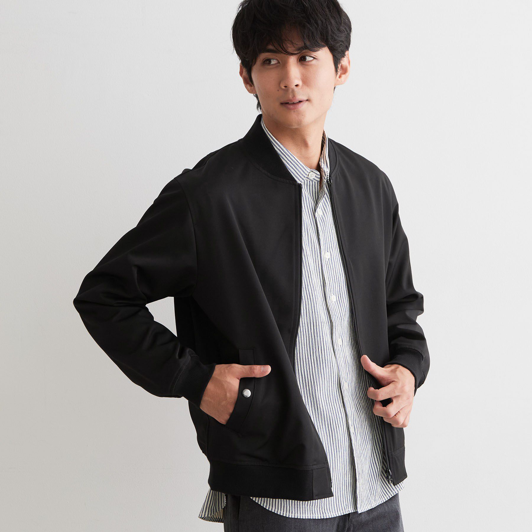 THE SHOP TK「【洗濯機OK／ストレッチ】FLEX LINE リブブルゾン」|ブルゾン・スタジャン|