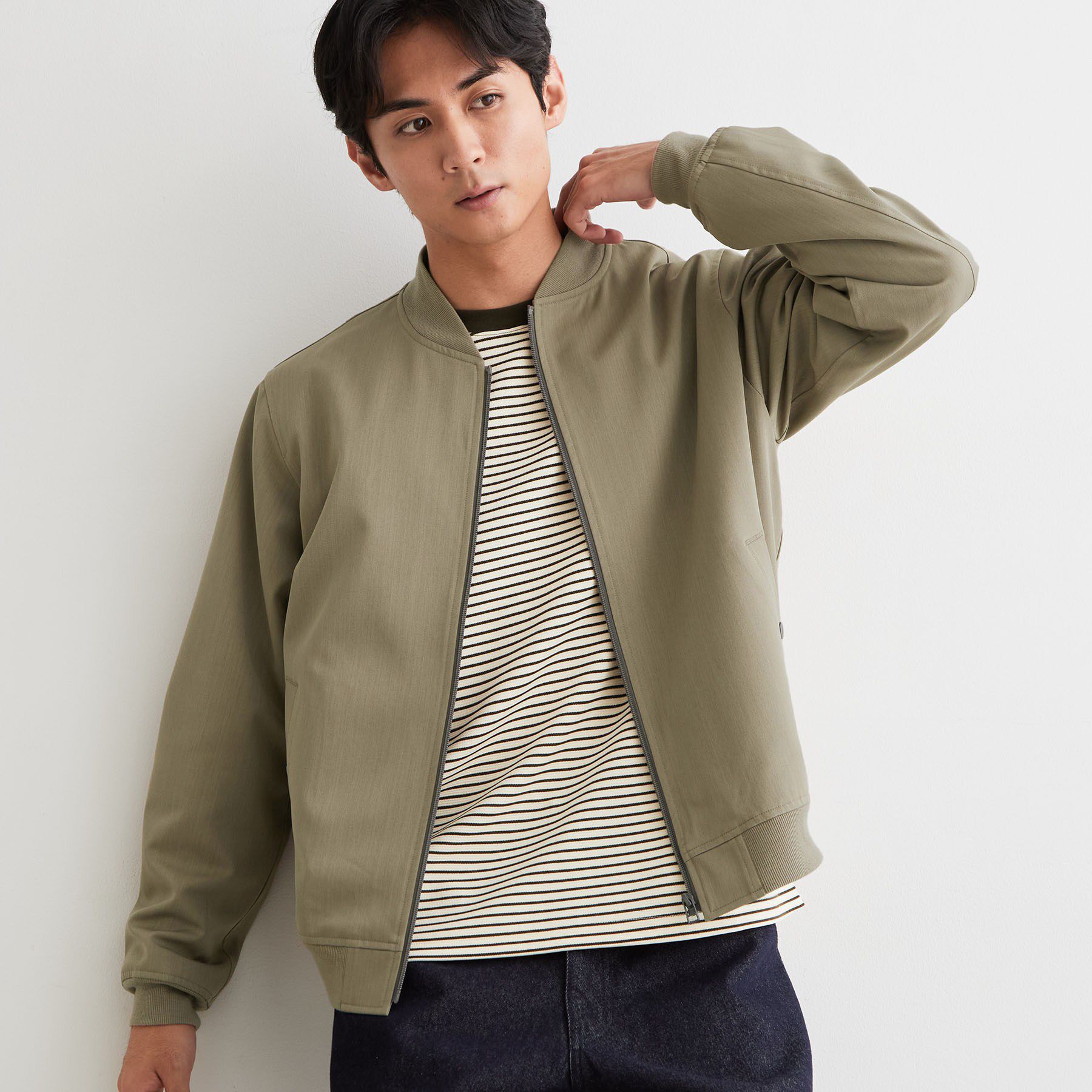 THE SHOP TK「【洗濯機OK／ストレッチ】FLEX LINE リブブルゾン」|ブルゾン・スタジャン|
