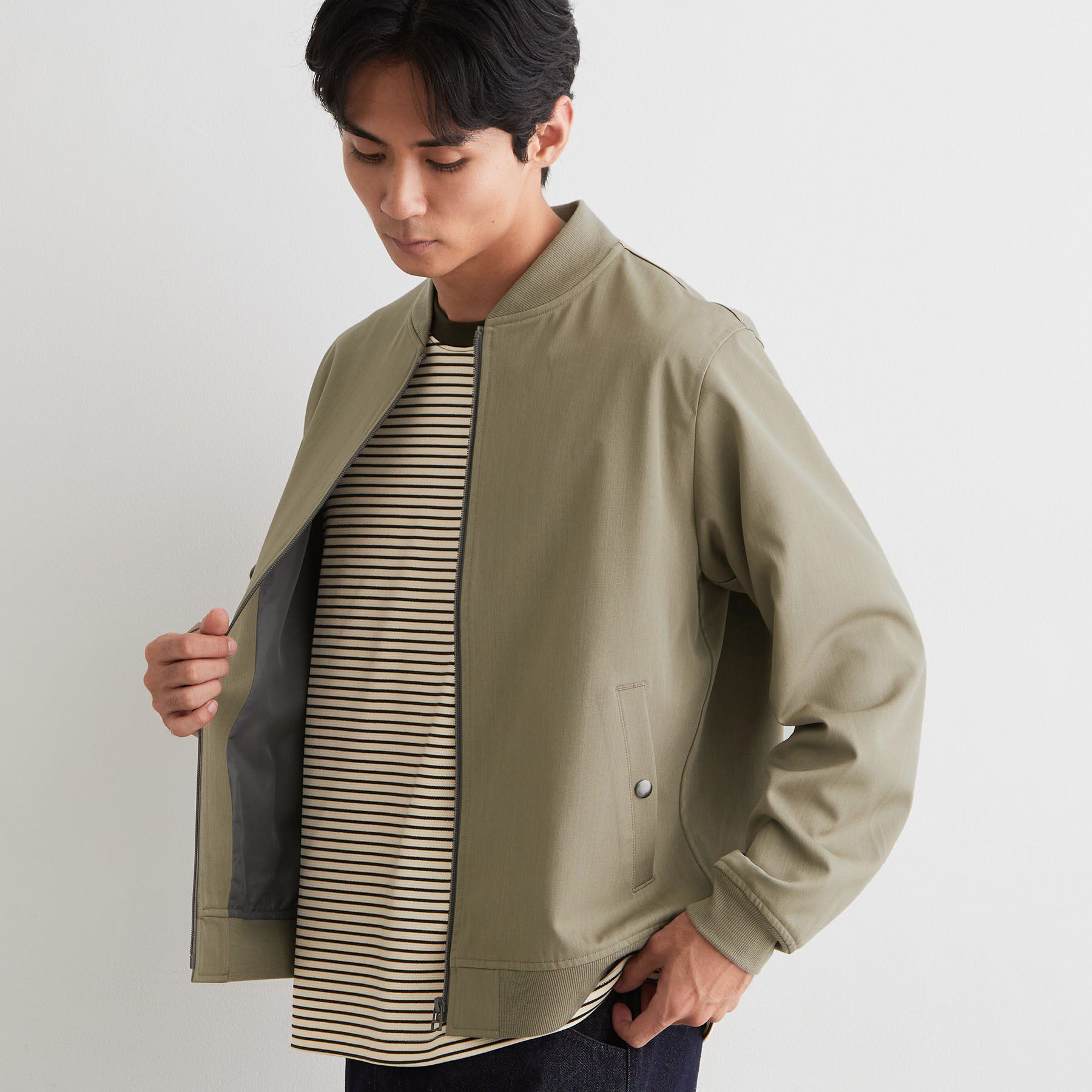 THE SHOP TK「【洗濯機OK／ストレッチ】FLEX LINE リブブルゾン」|ブルゾン・スタジャン|