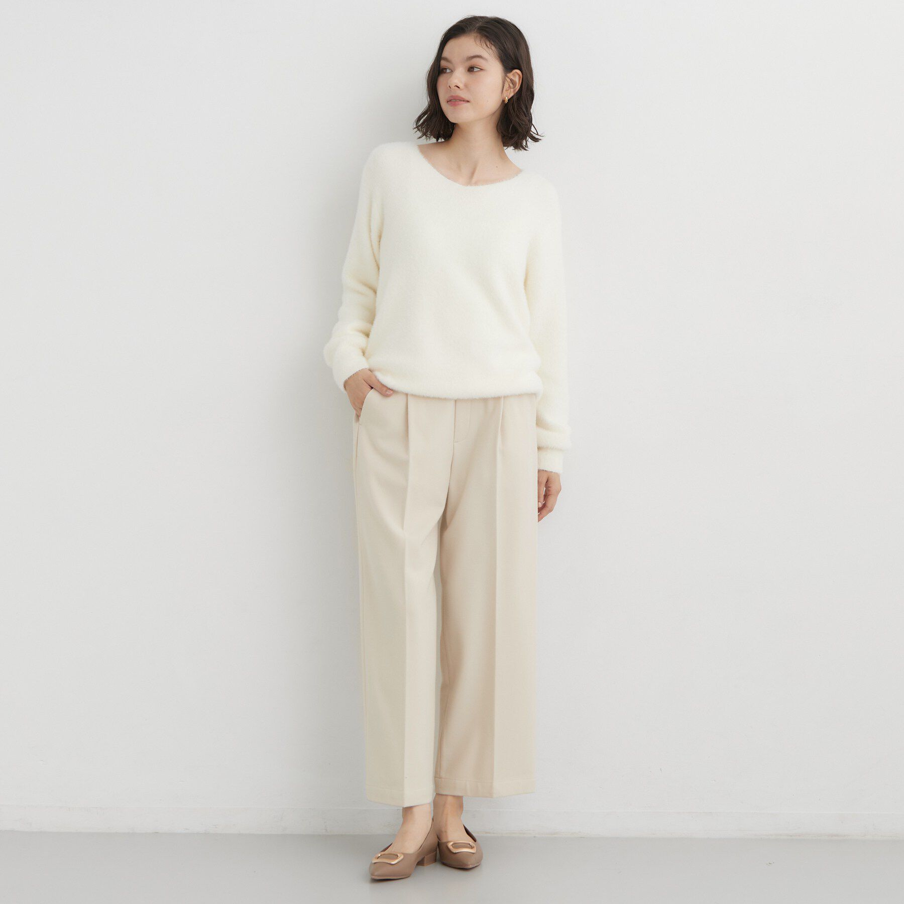 THE SHOP TK「【選べる着丈/S-XL】ぬくラク 両面起毛ワイドパンツ」|その他|
