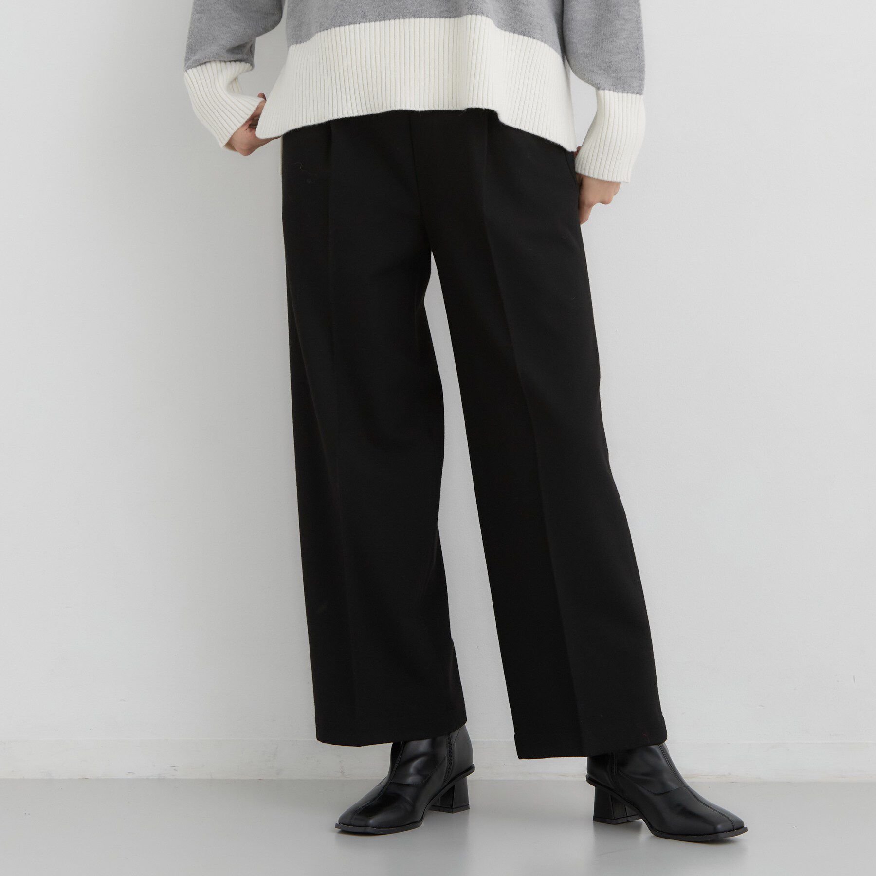 THE SHOP TK「【選べる着丈/S-XL】ぬくラク 両面起毛ワイドパンツ」|その他|