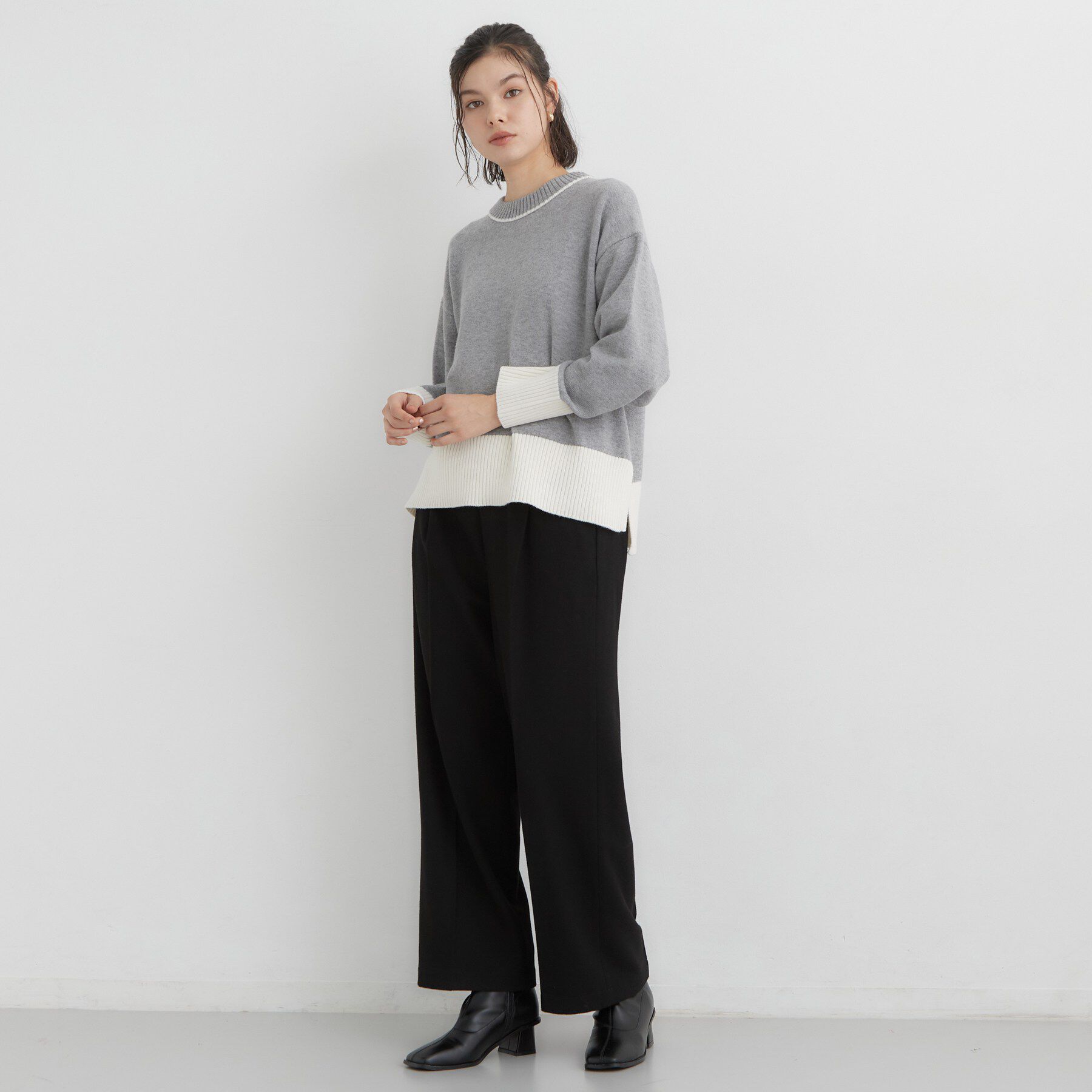 THE SHOP TK「【選べる着丈/S-XL】ぬくラク 両面起毛ワイドパンツ」|その他|