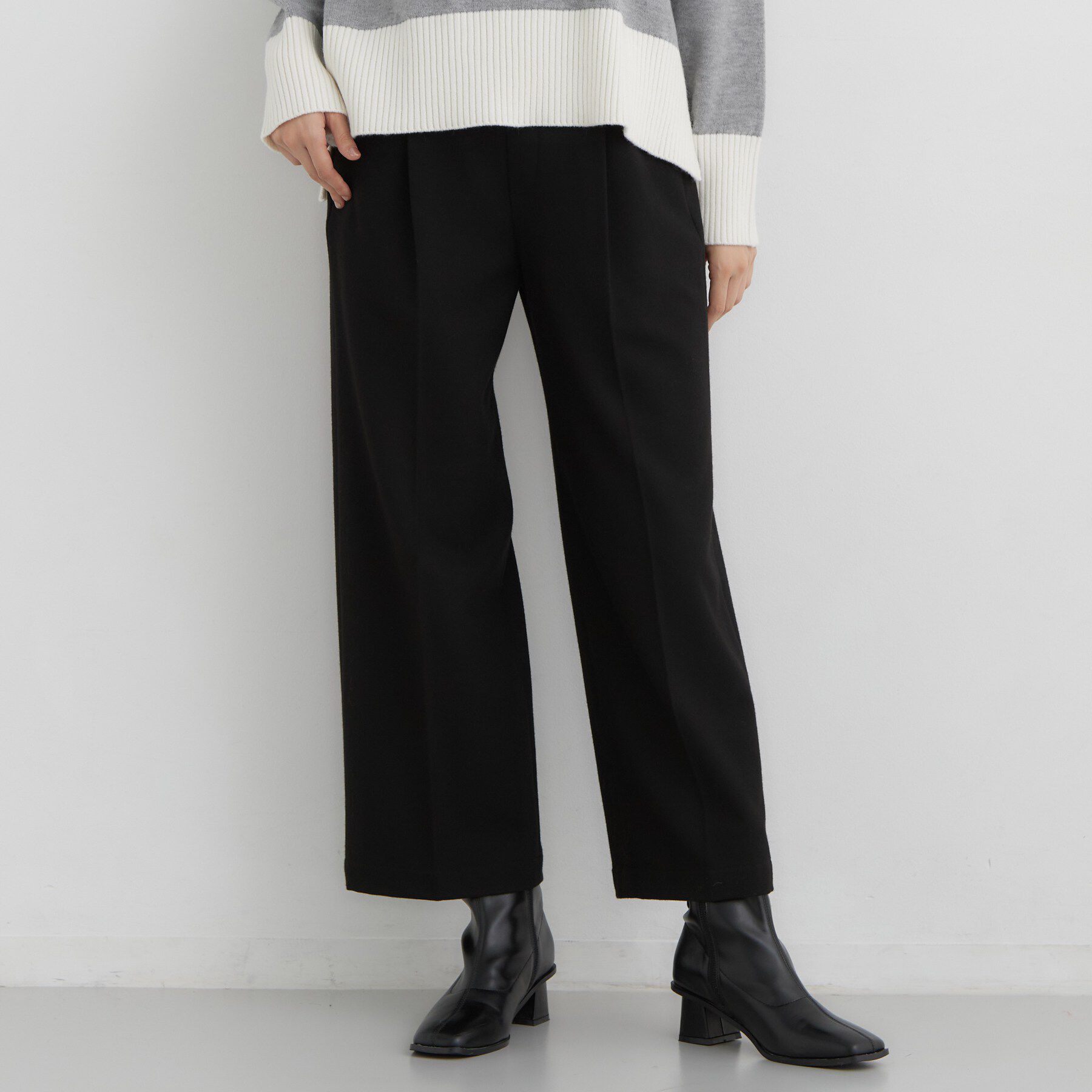 THE SHOP TK「【選べる着丈/S-XL】ぬくラク 両面起毛ワイドパンツ」|その他|