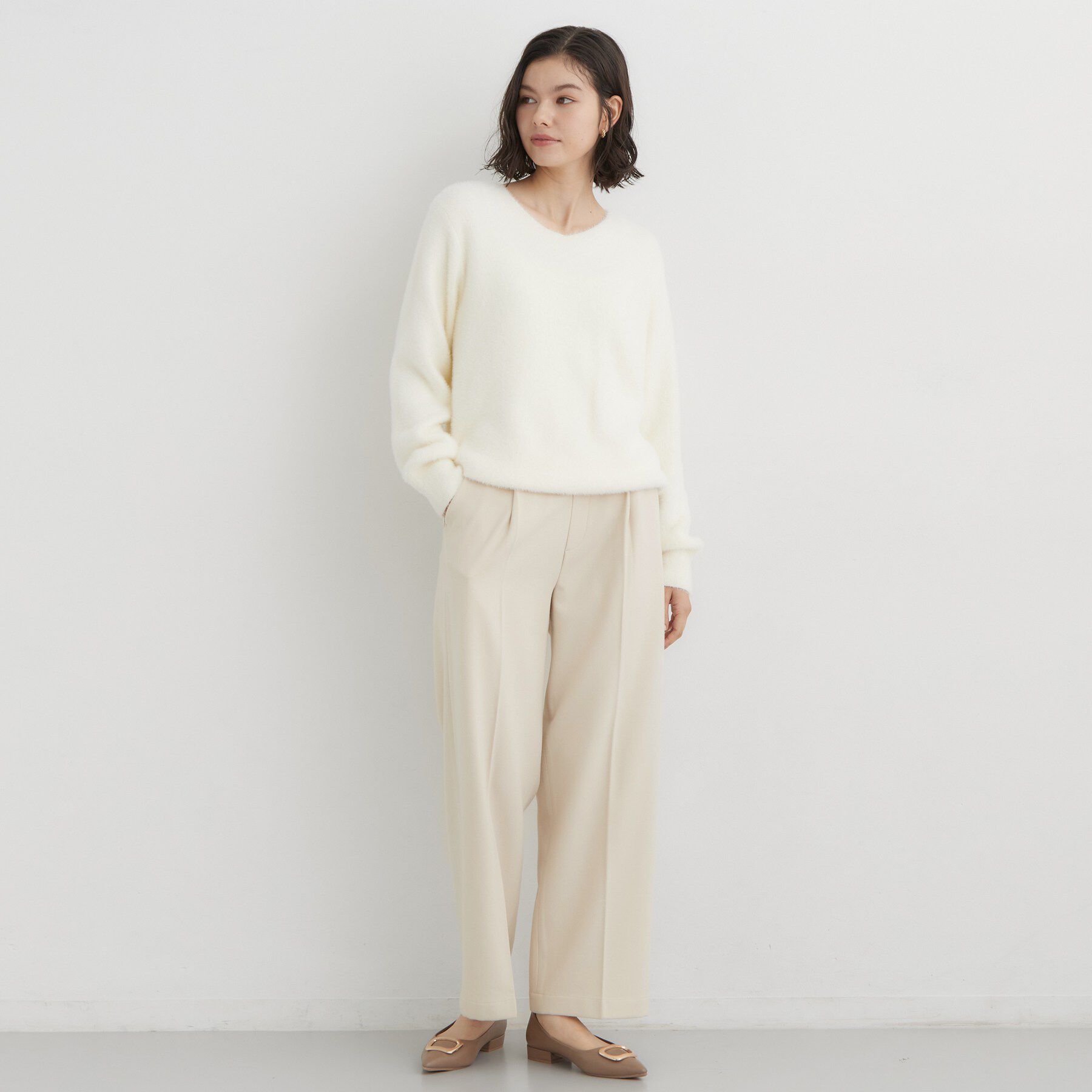 THE SHOP TK「【選べる着丈/S-XL】ぬくラク 両面起毛ワイドパンツ」|その他|