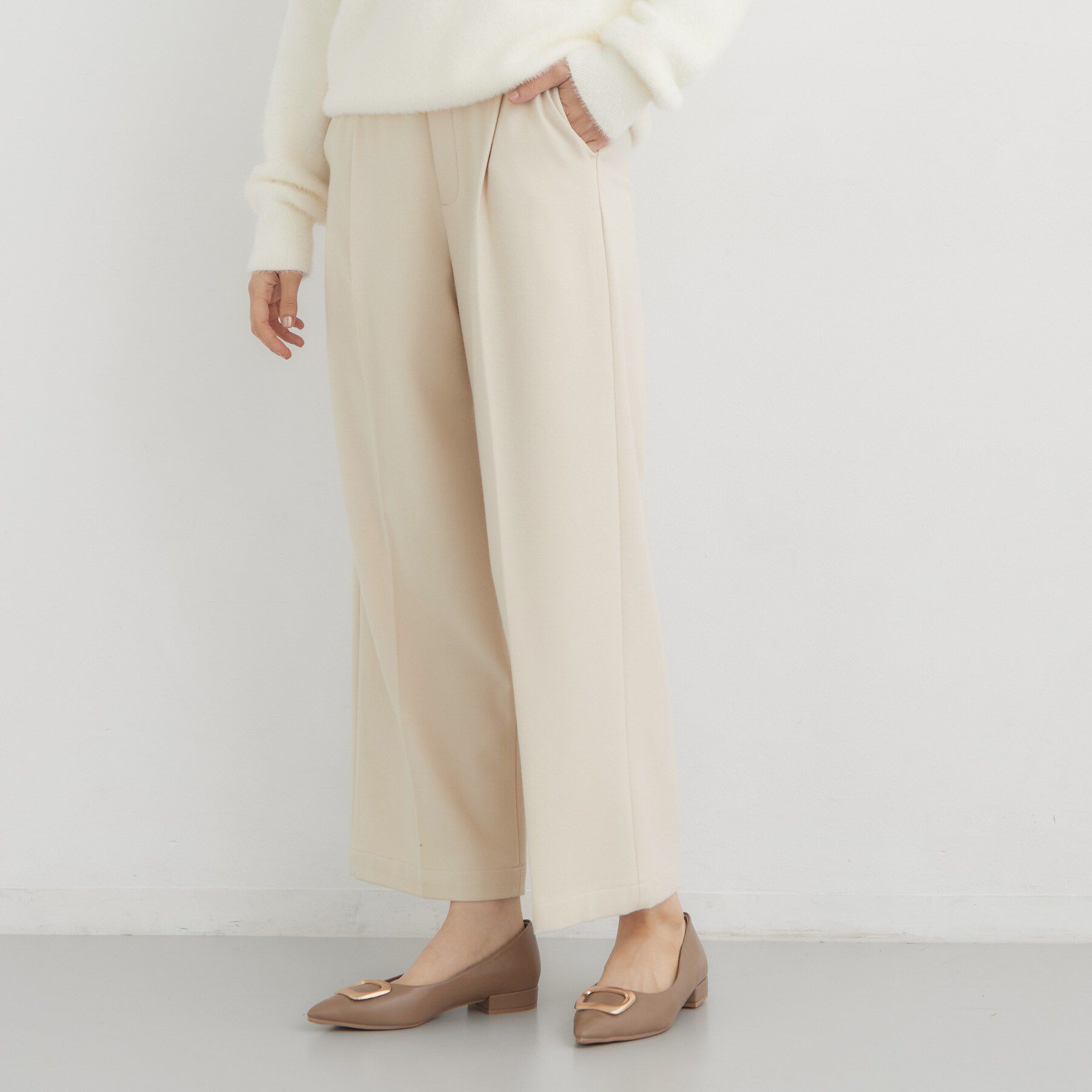 THE SHOP TK「【選べる着丈/S-XL】ぬくラク 両面起毛ワイドパンツ」|その他|