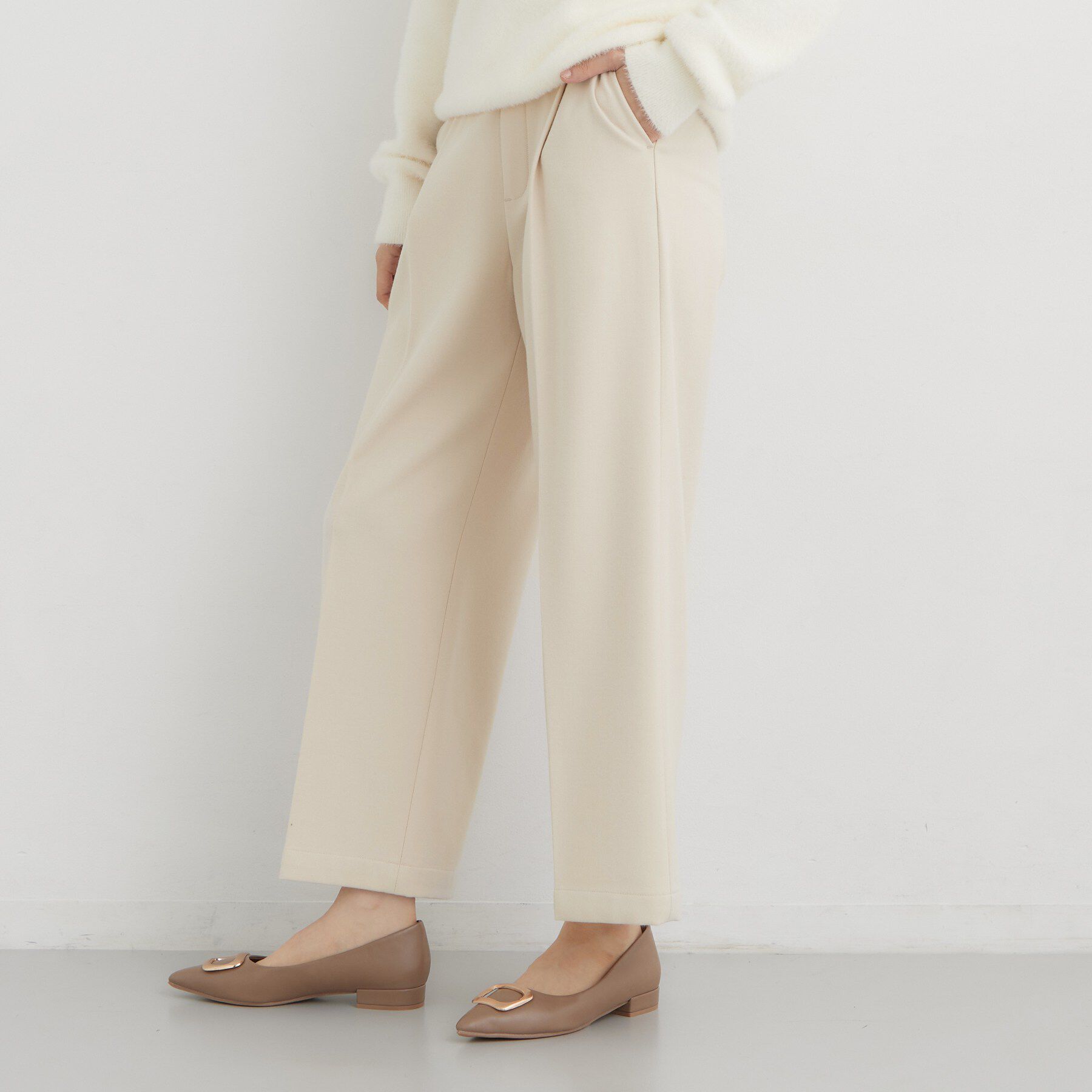 THE SHOP TK「【選べる着丈/S-XL】ぬくラク 両面起毛ワイドパンツ」|その他|