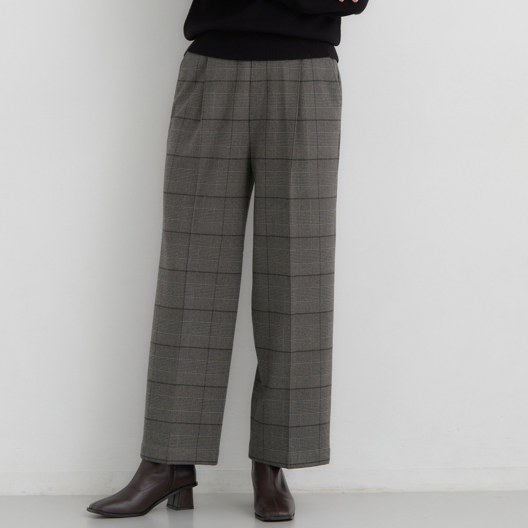 THE SHOP TK「【選べる着丈/S-XL】ぬくラク 両面起毛ワイドパンツ」|その他|チャコールグレー(2
