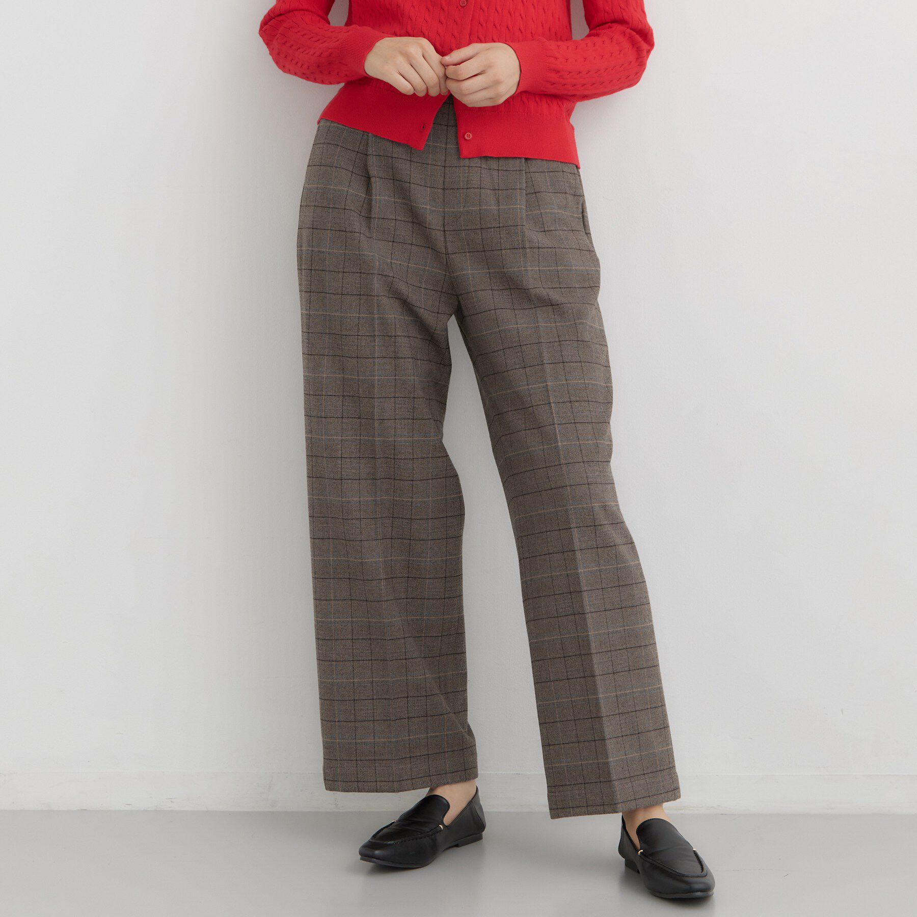THE SHOP TK「【選べる着丈/S-XL】ぬくラク 両面起毛ワイドパンツ」|その他|ブラウン(243)