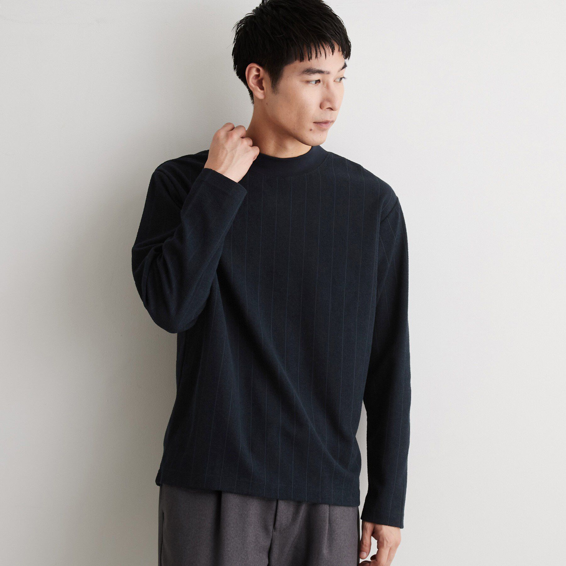 THE SHOP TK「モックネックストライプ」|Tシャツ・カットソー|