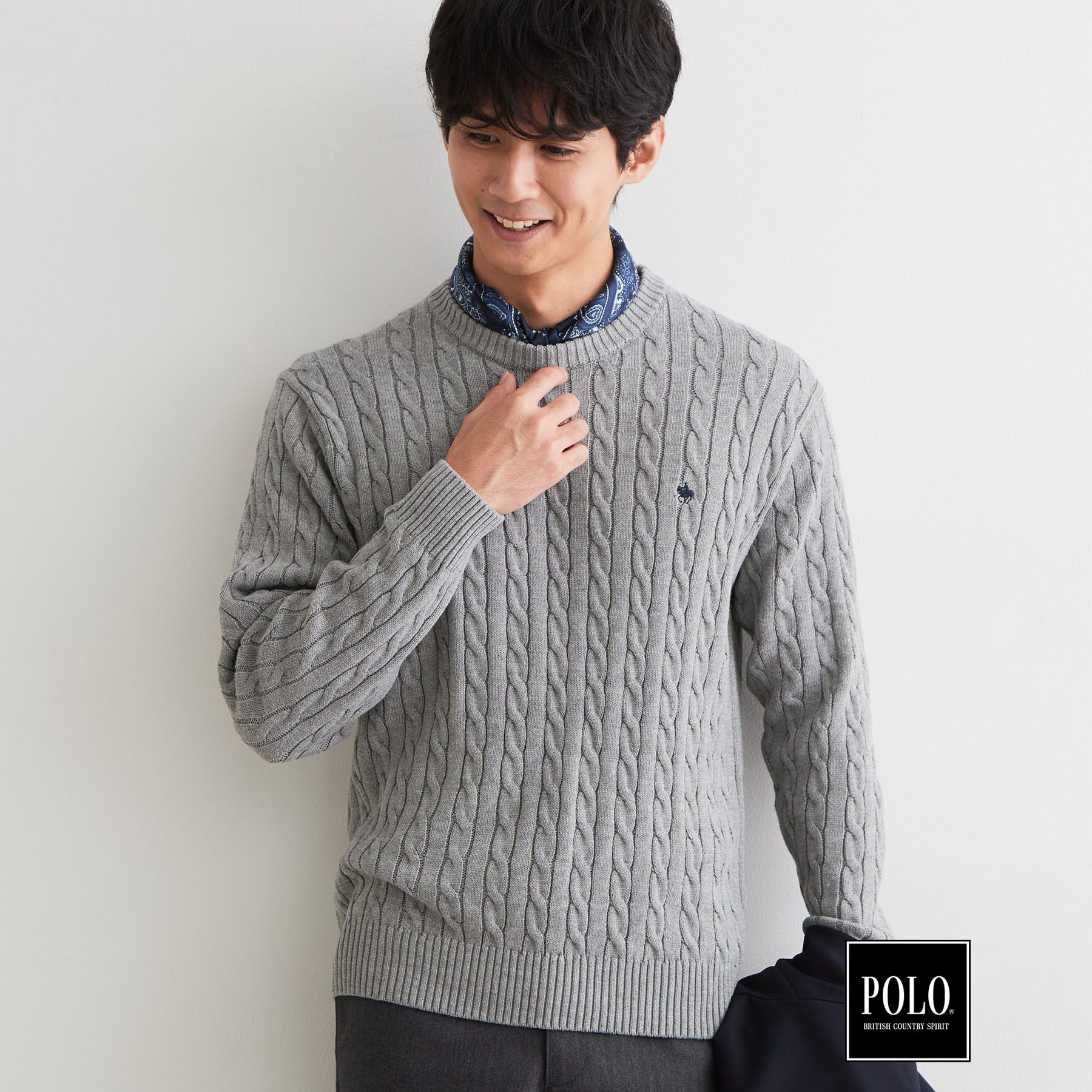 THE SHOP TK「POLO BCS / 別注ケーブルニット」|ニット・セーター|