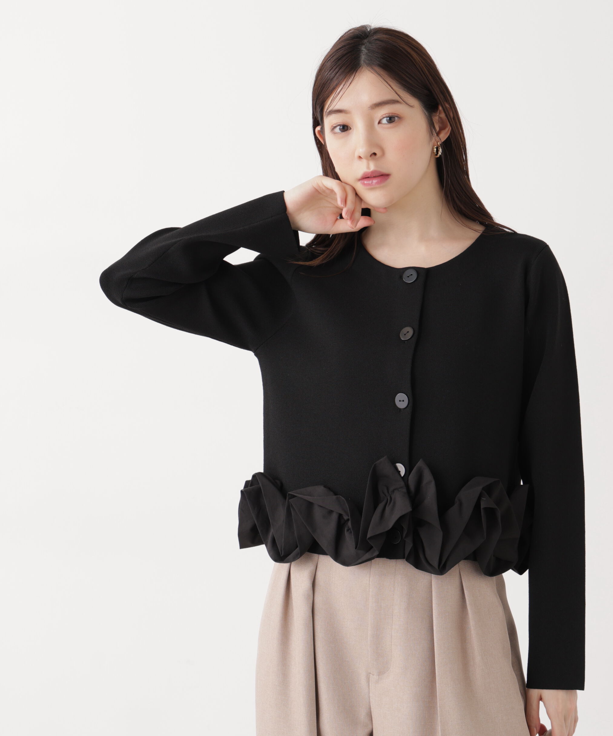 PROPORTION BODY DRESSING「〈a/mie〉ホイップペプラムニット　26SS」|カーディガン|