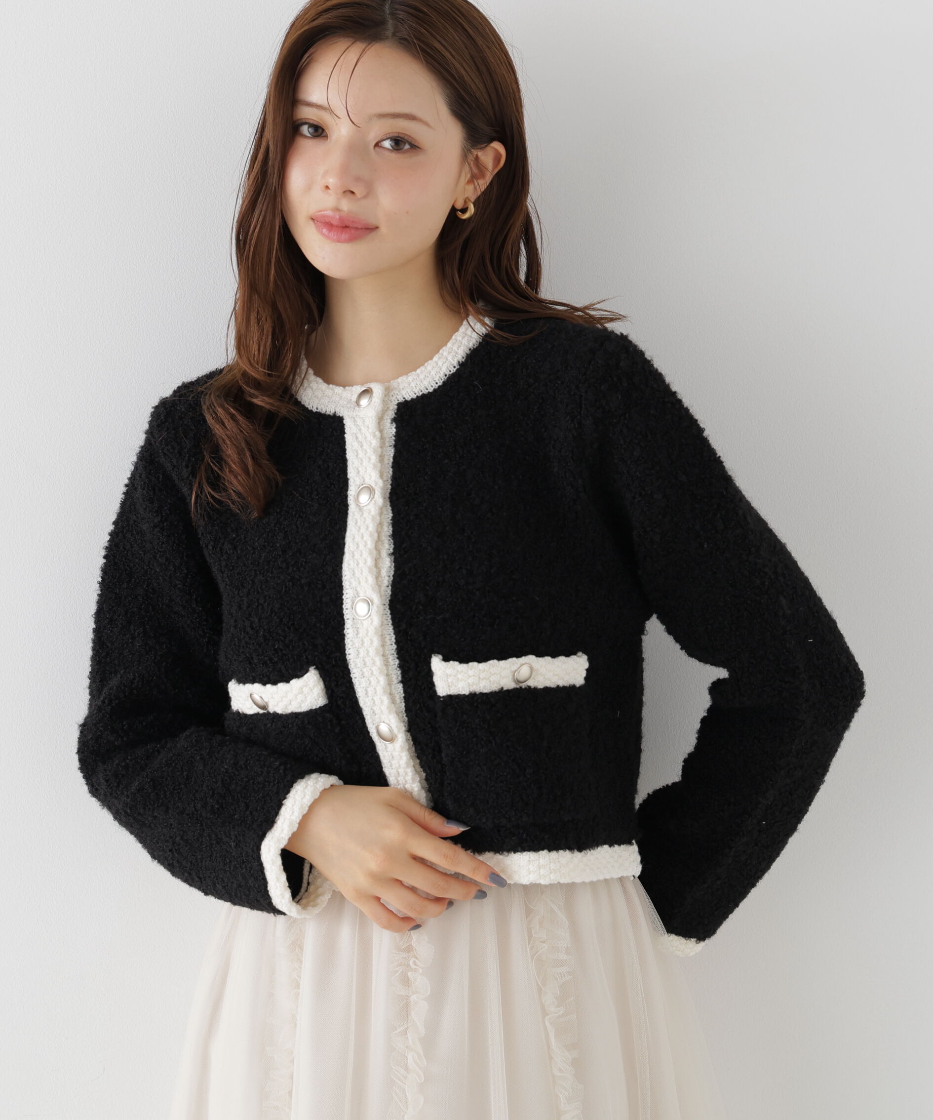 PROPORTION BODY DRESSING「＜a/mie＞ブークレニットジャケット」|カーディガン|